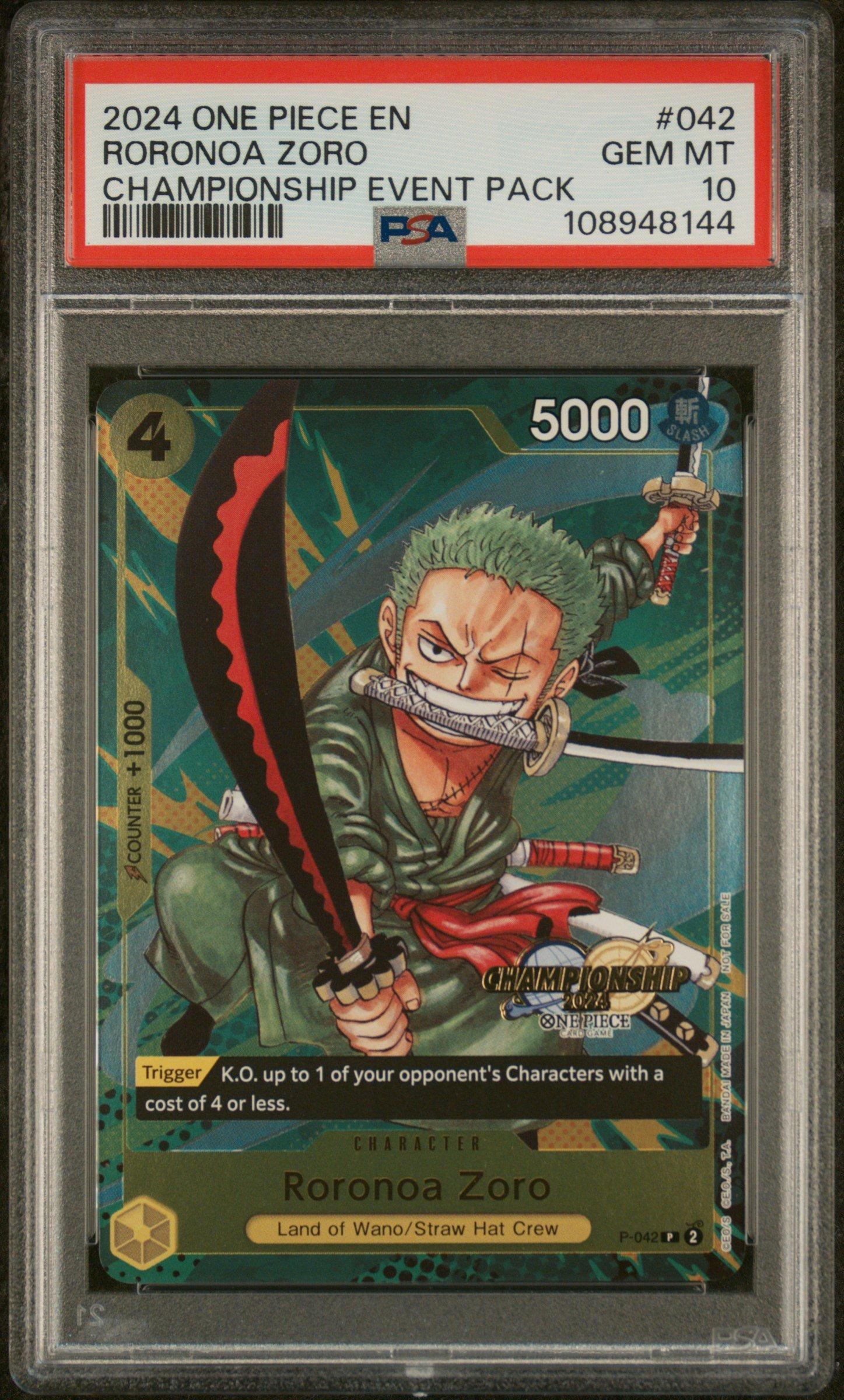 2024 One Piece Championship 2024 Event Pack 042 Roronoa Zoro PSA 10