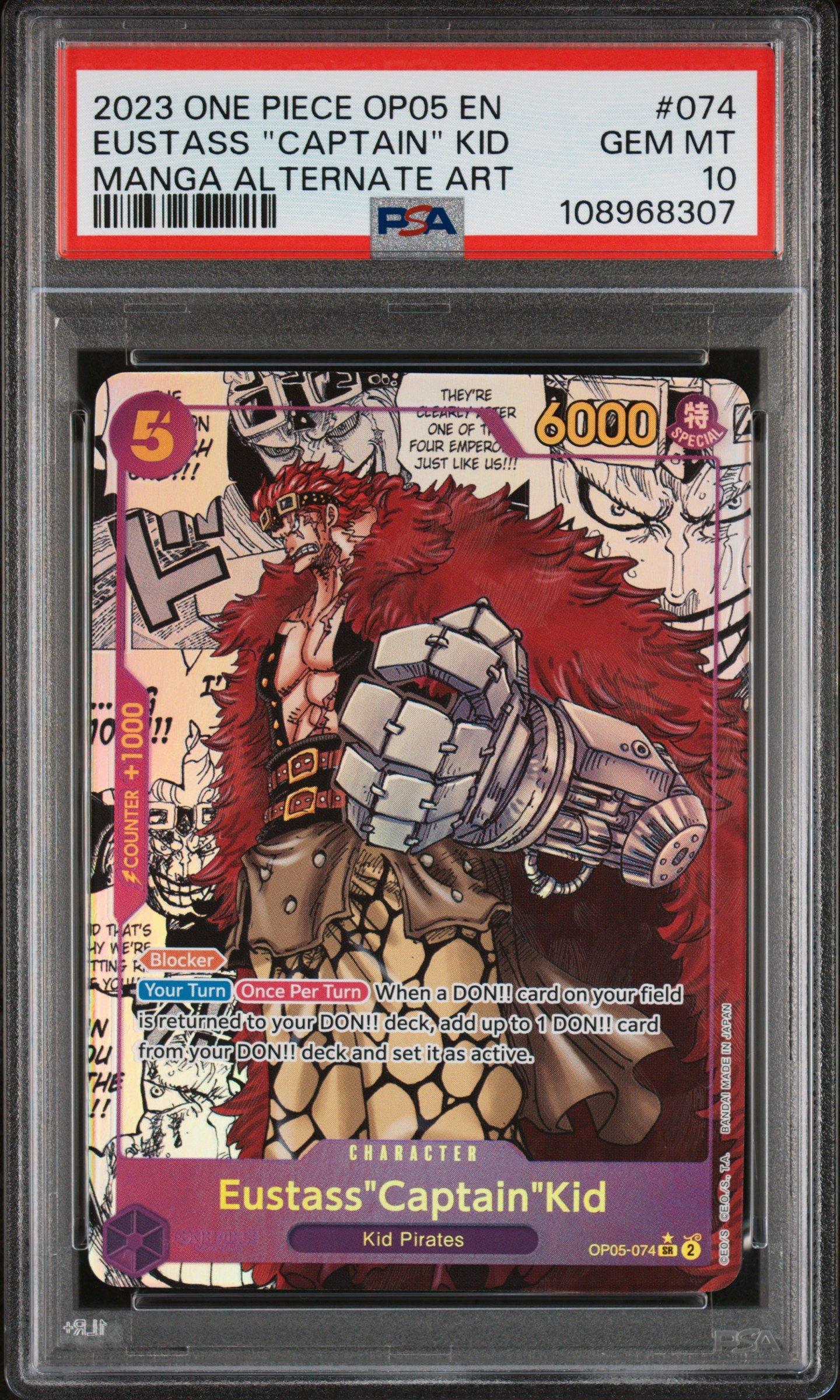 2023 One Piece Op05-awakening Of The New Era 074 Eustass "captain" Kid Manga Alternate Art PSA 10