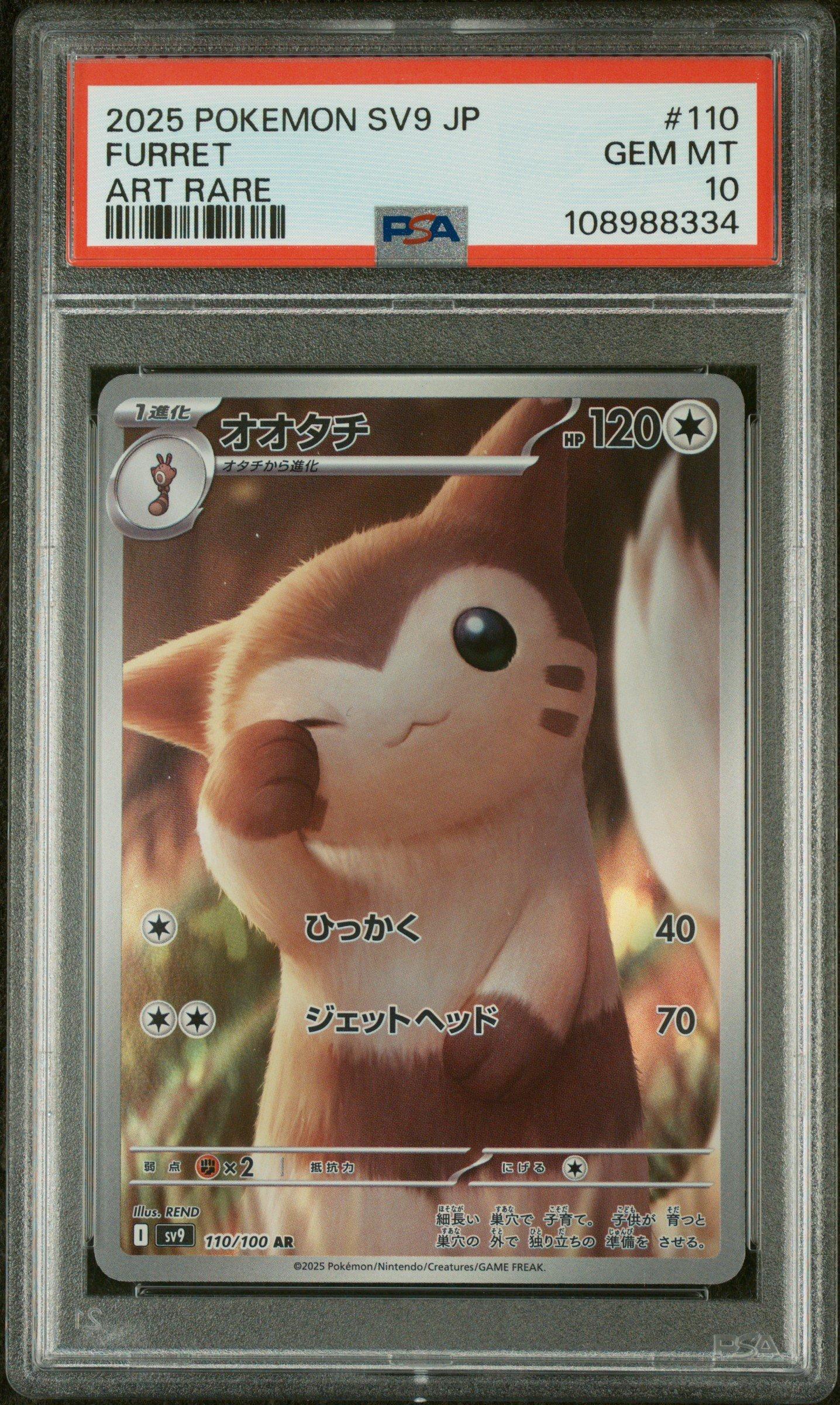 2025 ポケモン SV9 JP フワレット アートレア 2025 Pokemon Japanese Sv9-battle Partners 110 Furret Art Rare PSA