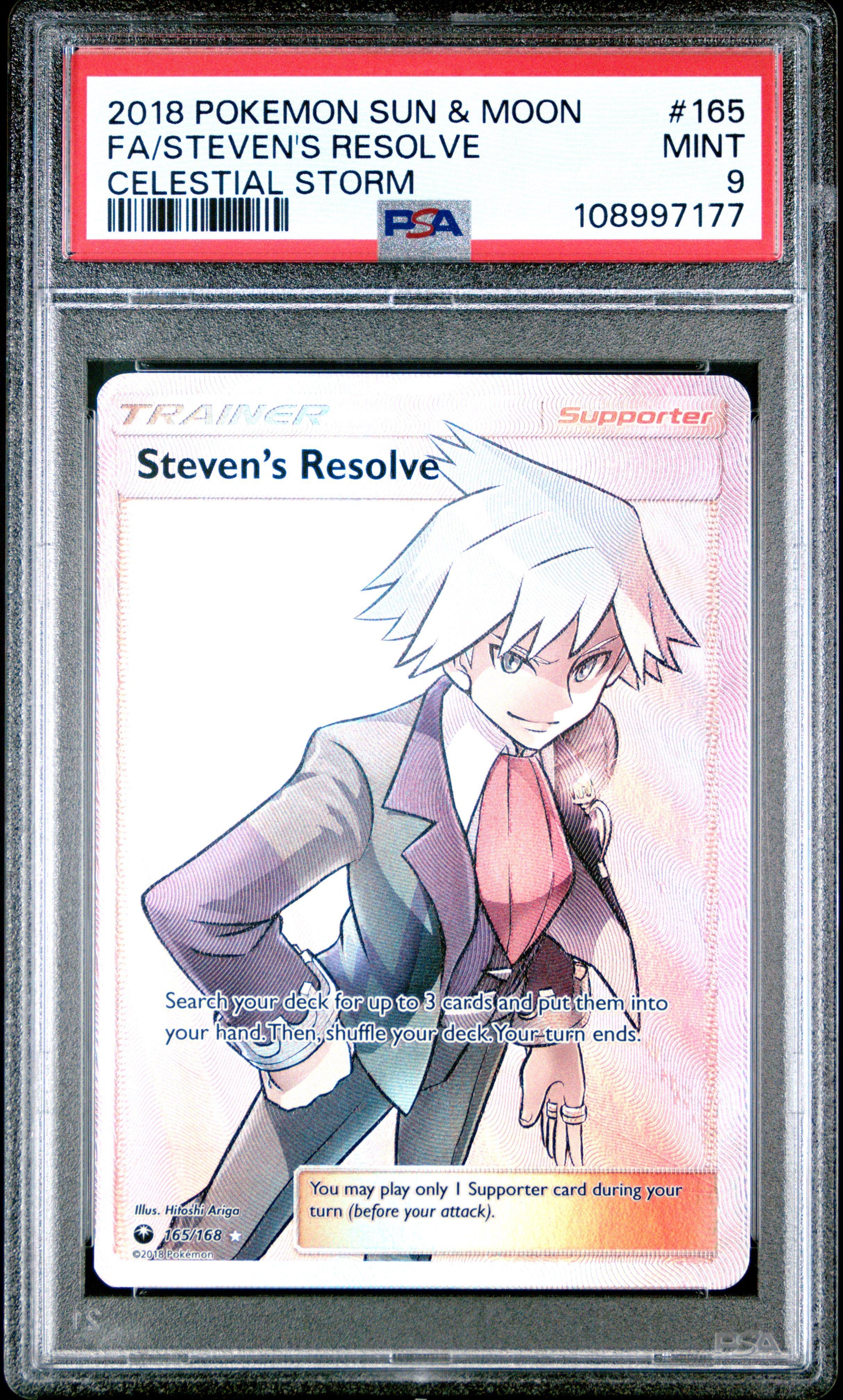 2018 Pokemon Sun & Moon Celestial Storm 165 Full Art/steven's Resolve PSA