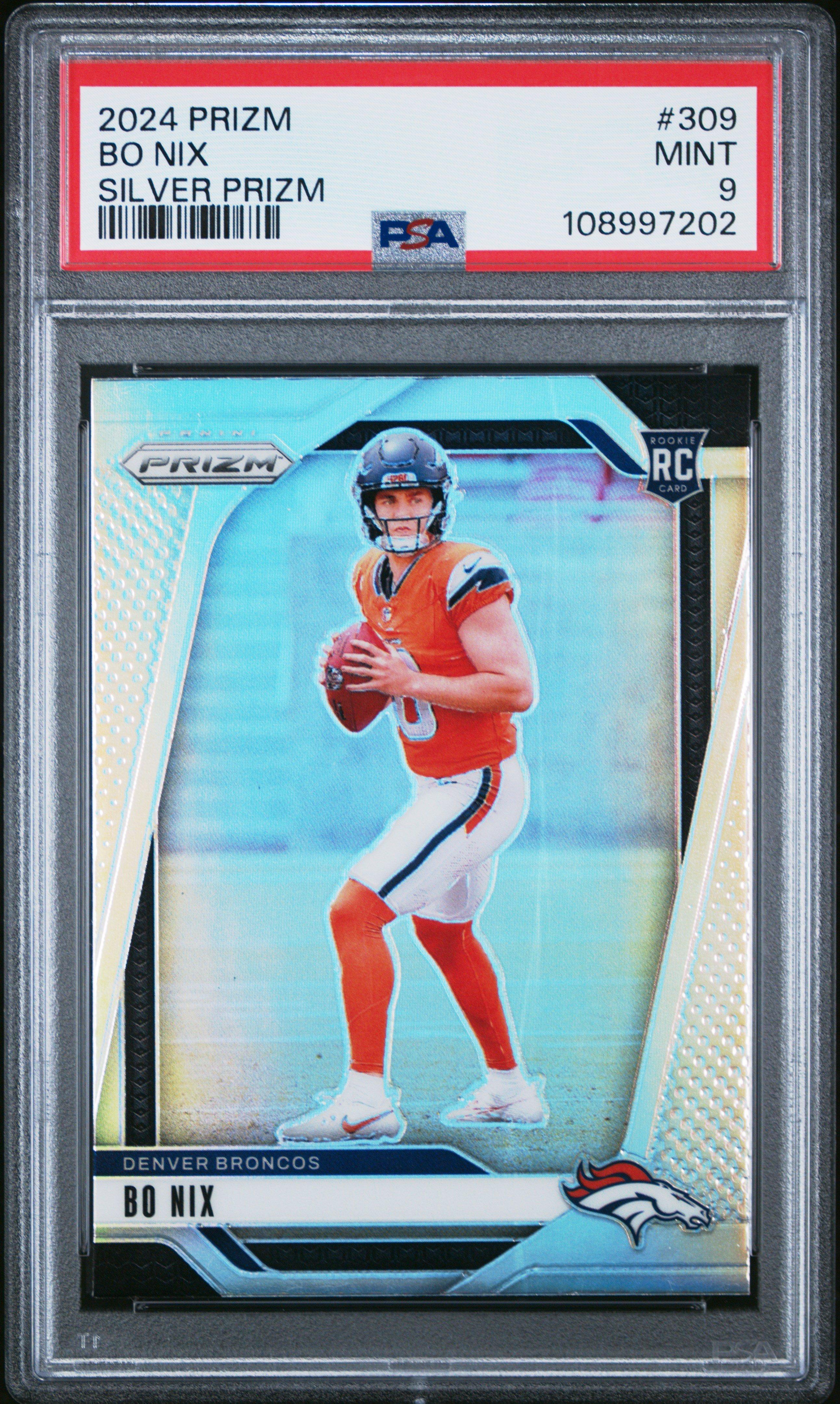 2024 Panini Prizm 309 Bo Nix Silver Prizm PSA