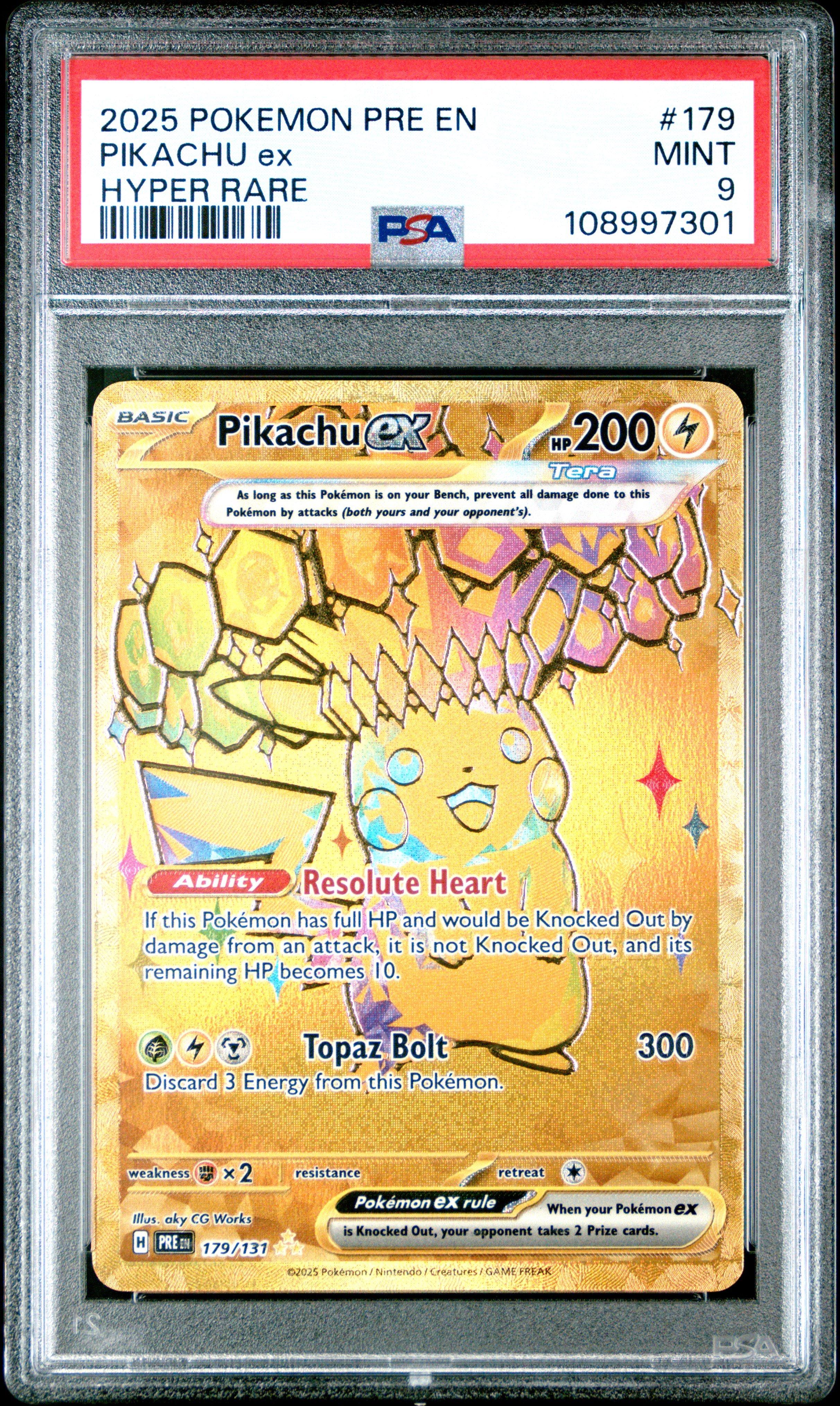 2025 Pokemon Pre En-prismatic Evolutions 179 Pikachu Ex Hyper Rare PSA 9  Graded Card | GameStop