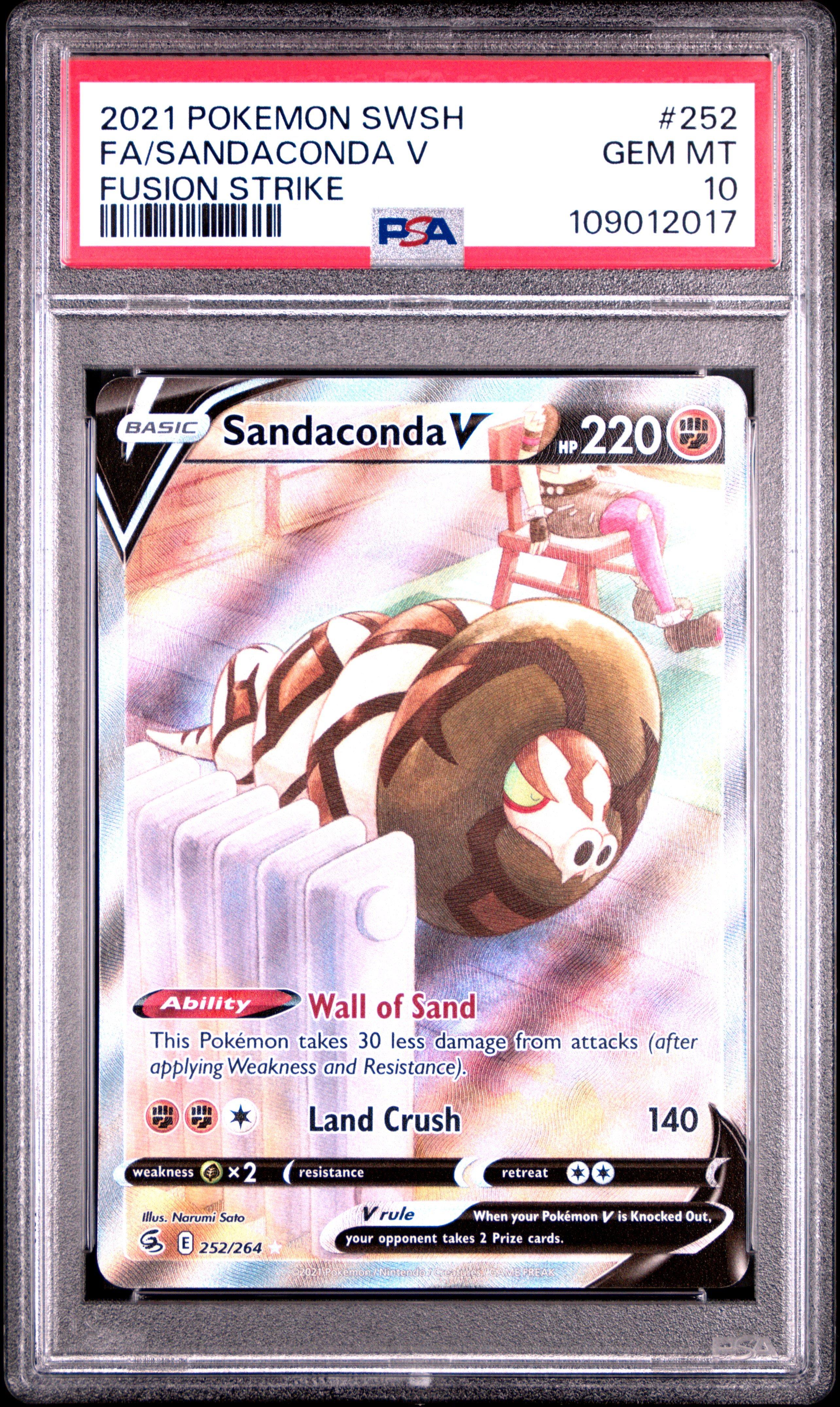 2021 Pokemon Sword & Shield Fusion Strike 252 Full Art/sandaconda V PSA