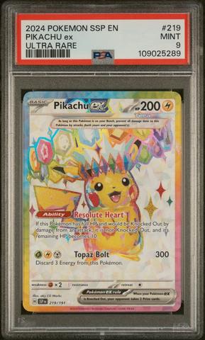 2024 Pokemon Ssp En-surging Sparks 219 Pikachu Ex Ultra Rare PSA 9