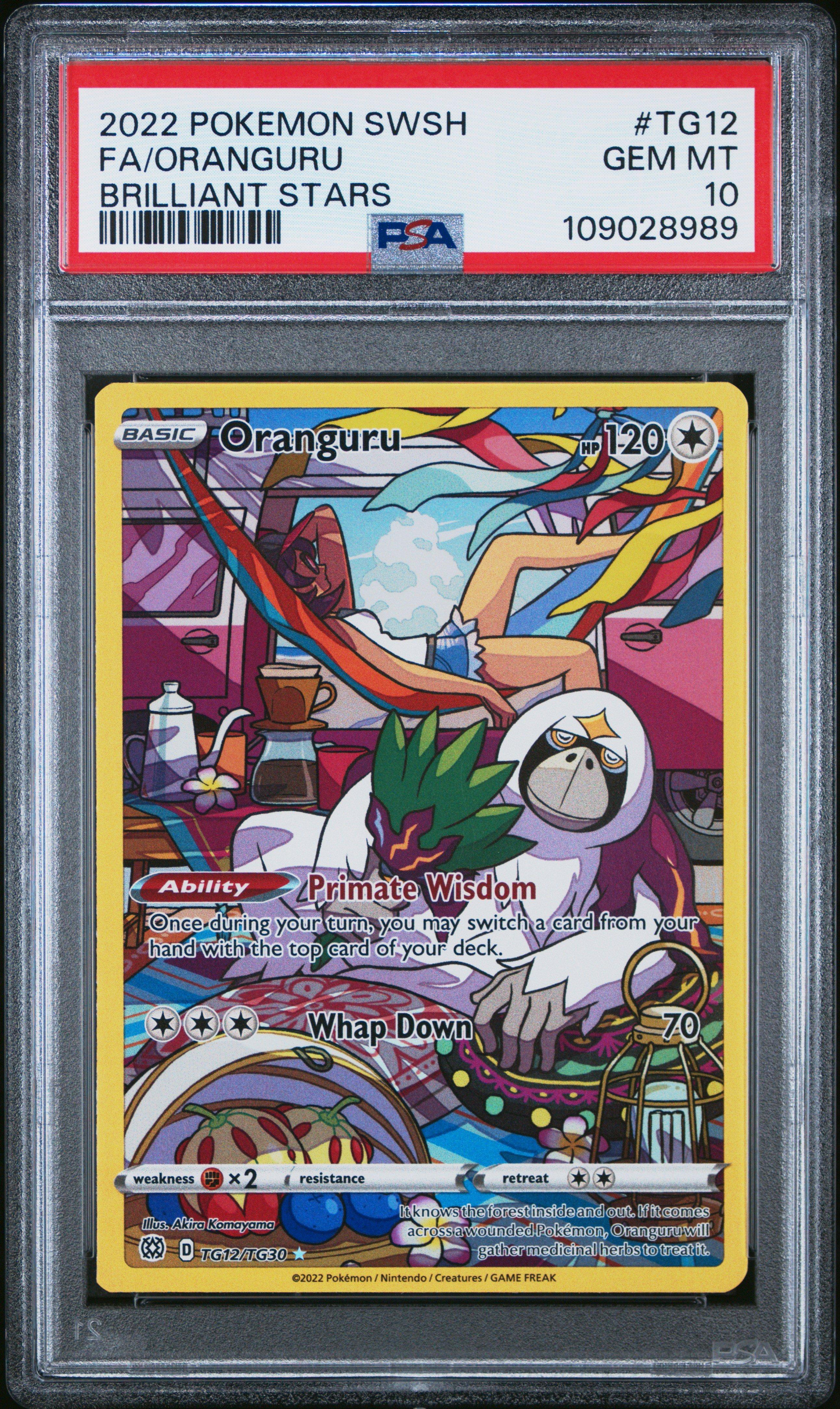 2022 Pokemon Sword & Shield Brilliant Stars Tg12 Full Art/oranguru PSA 10