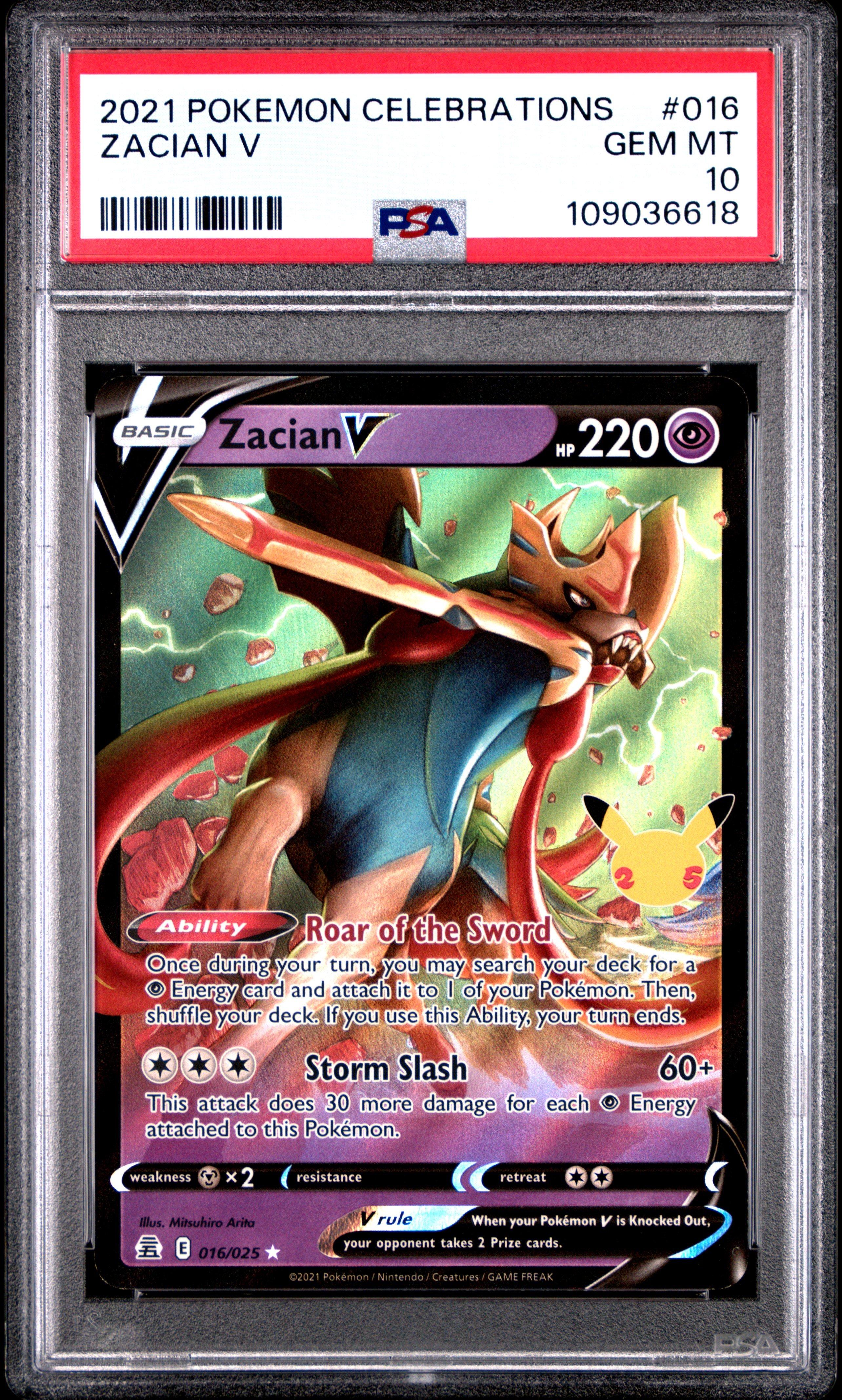 2021 Pokemon Celebrations 016 Zacian V PSA 10 Graded Card | GameStop