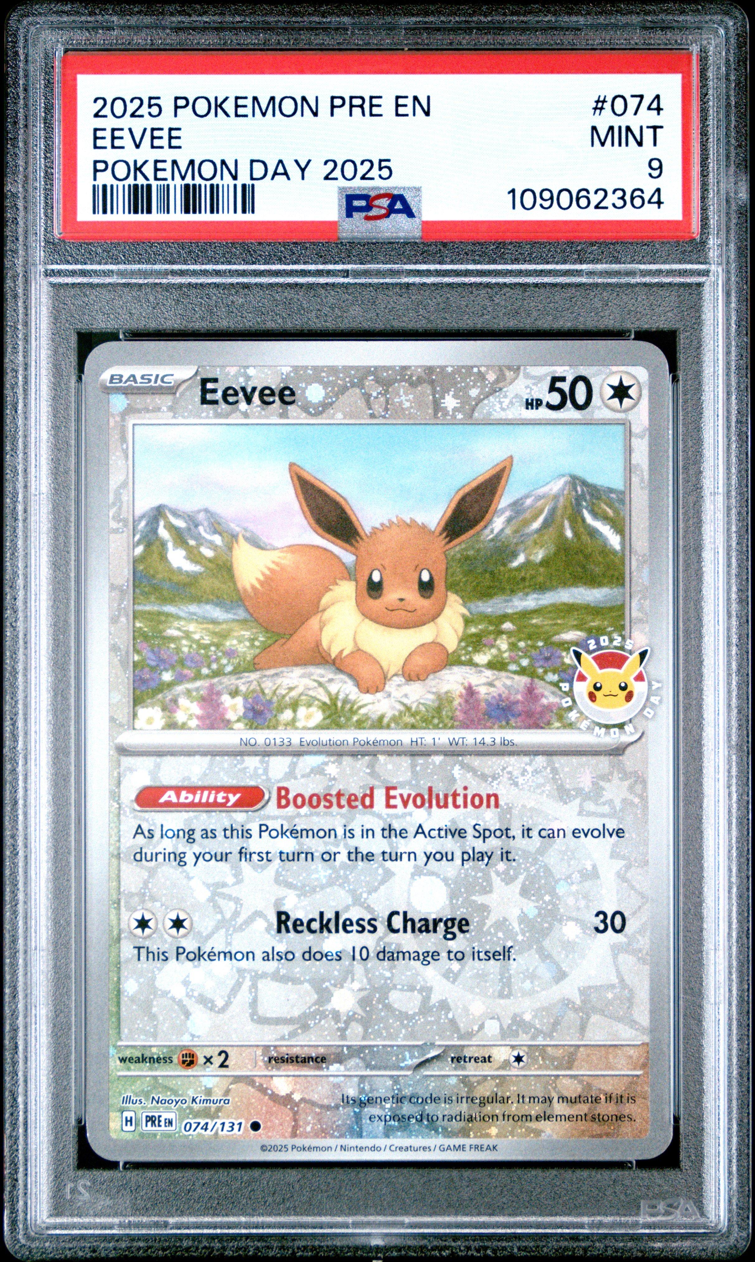 2025 Pokemon Pre En-prismatic Evolutions 074 Eevee Pokemon Day 2025 PSA