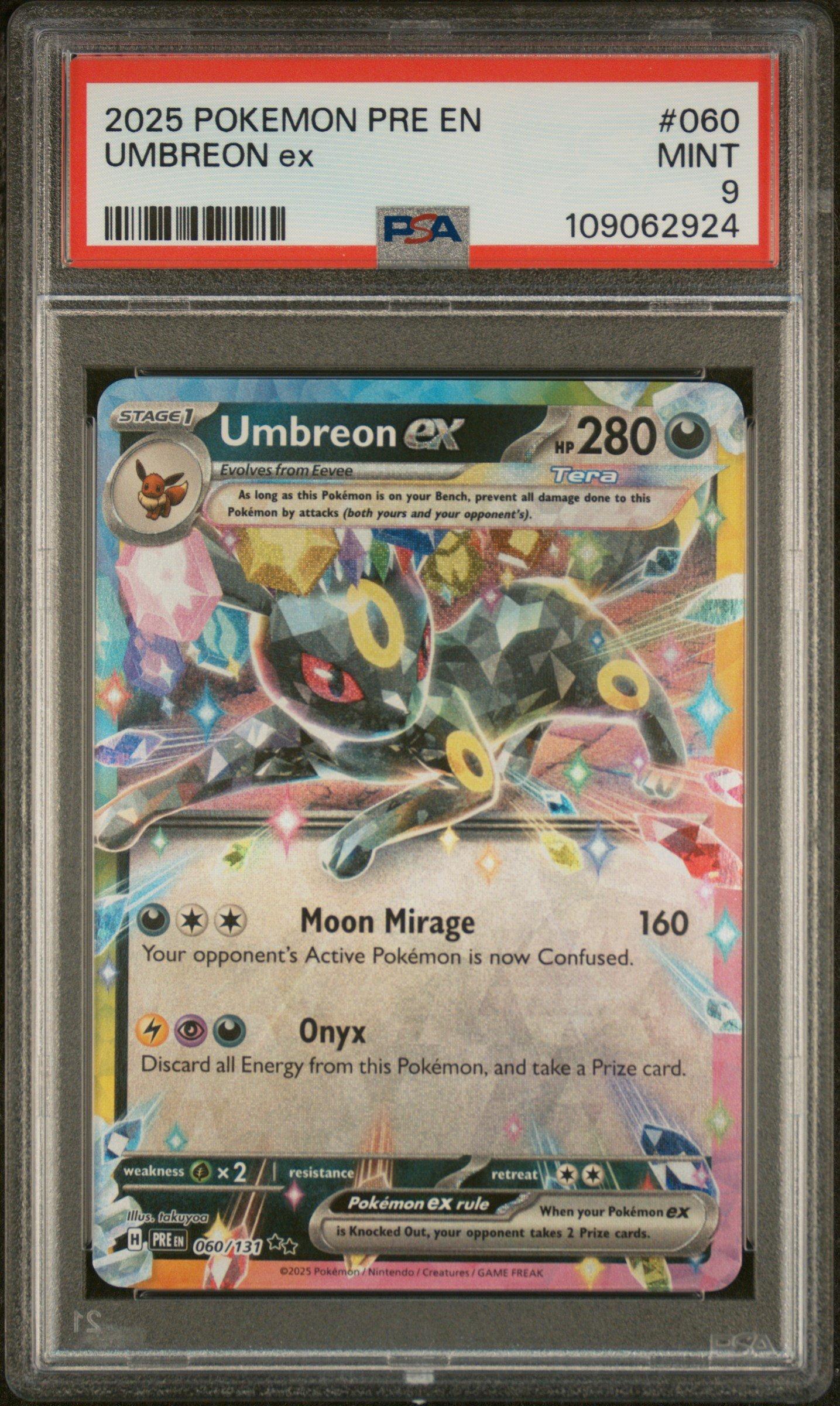 2025 Pokemon Pre En-prismatic Evolutions 060 Umbreon Ex PSA