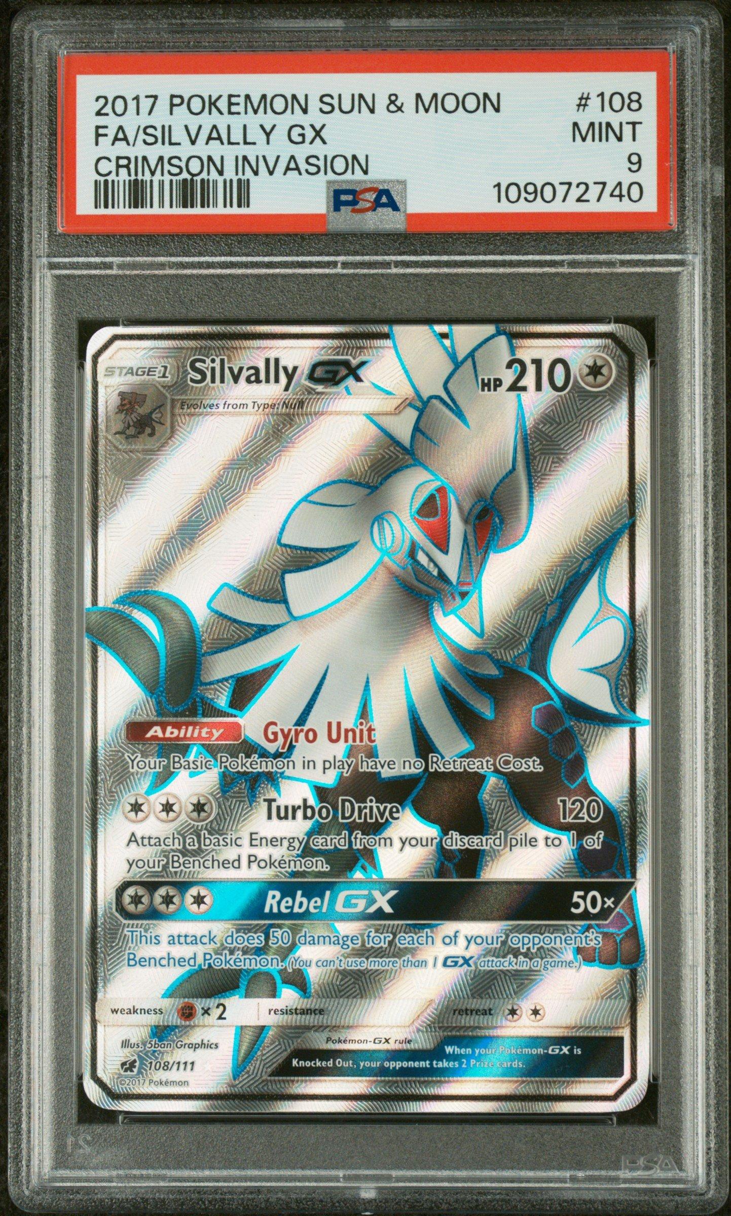 2017 Pokemon Sun & Moon Crimson Invasion 108 Full Art/silvally Gx PSA