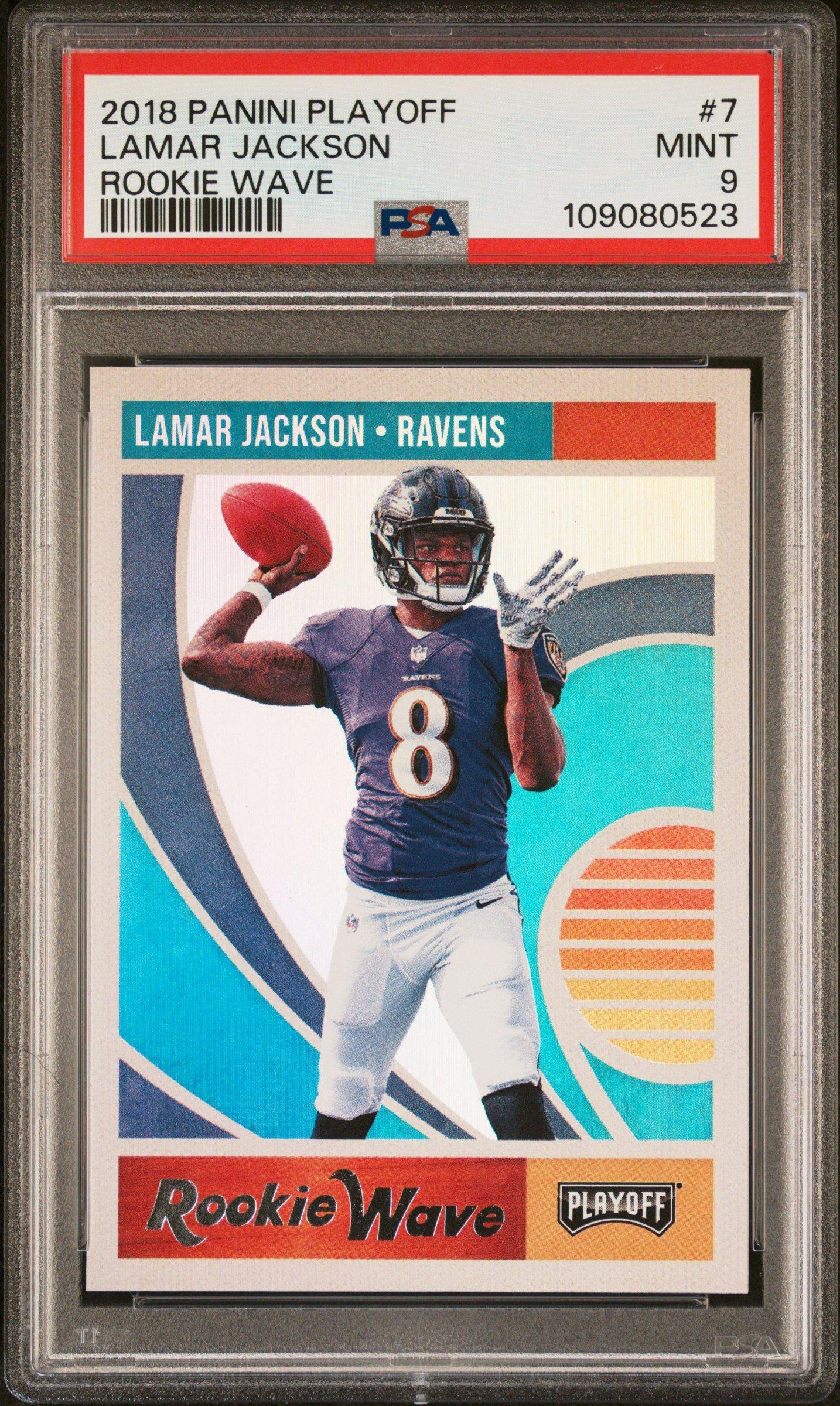 2018 Panini Playoff Rookie Wave 7 Lamar Jackson PSA