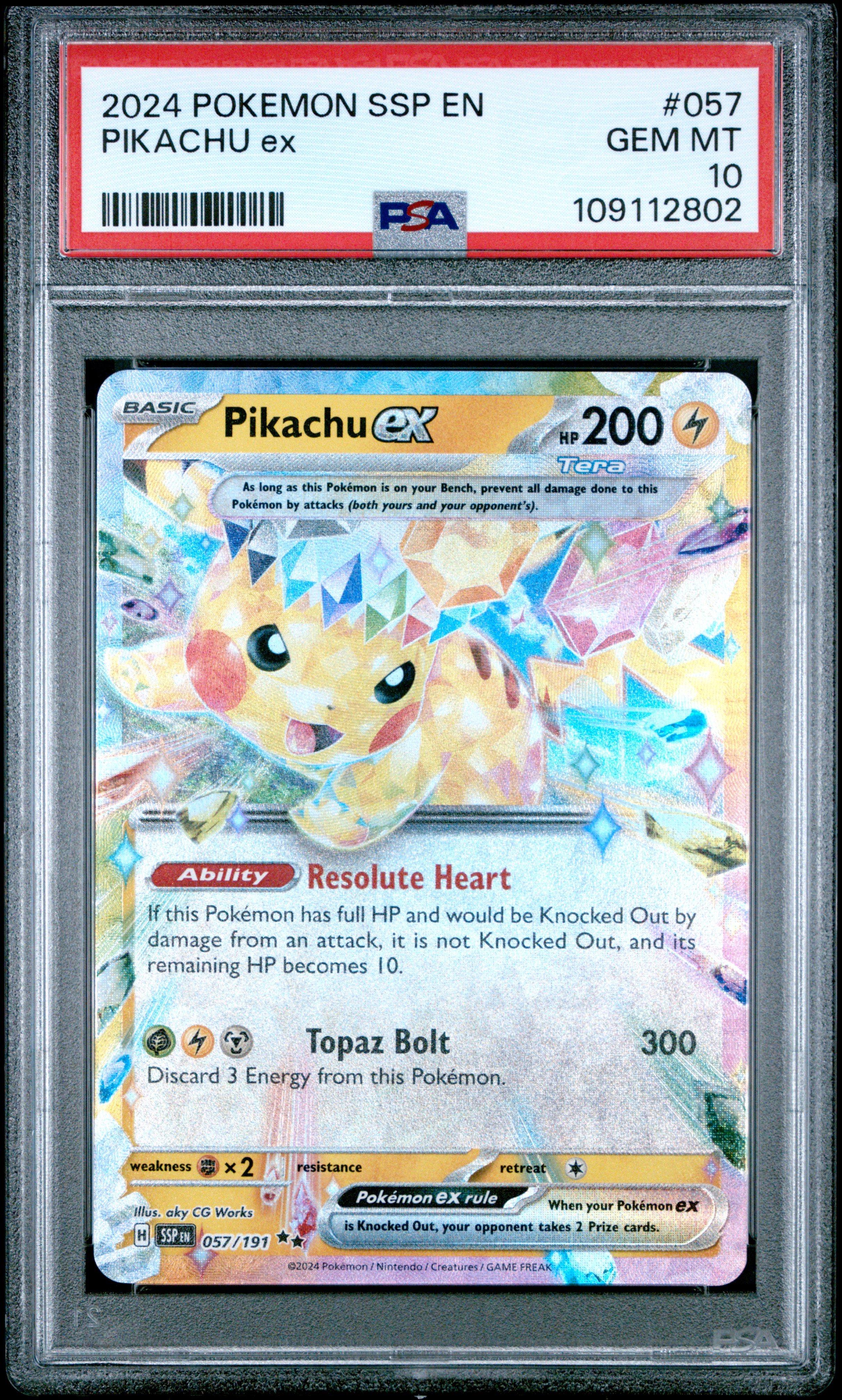 2024 ピカチュウ ex #057 PSA10 ENGLISH 2024 Pokemon Ssp En-surging Sparks 057 Pikachu Ex PSA 10 Graded