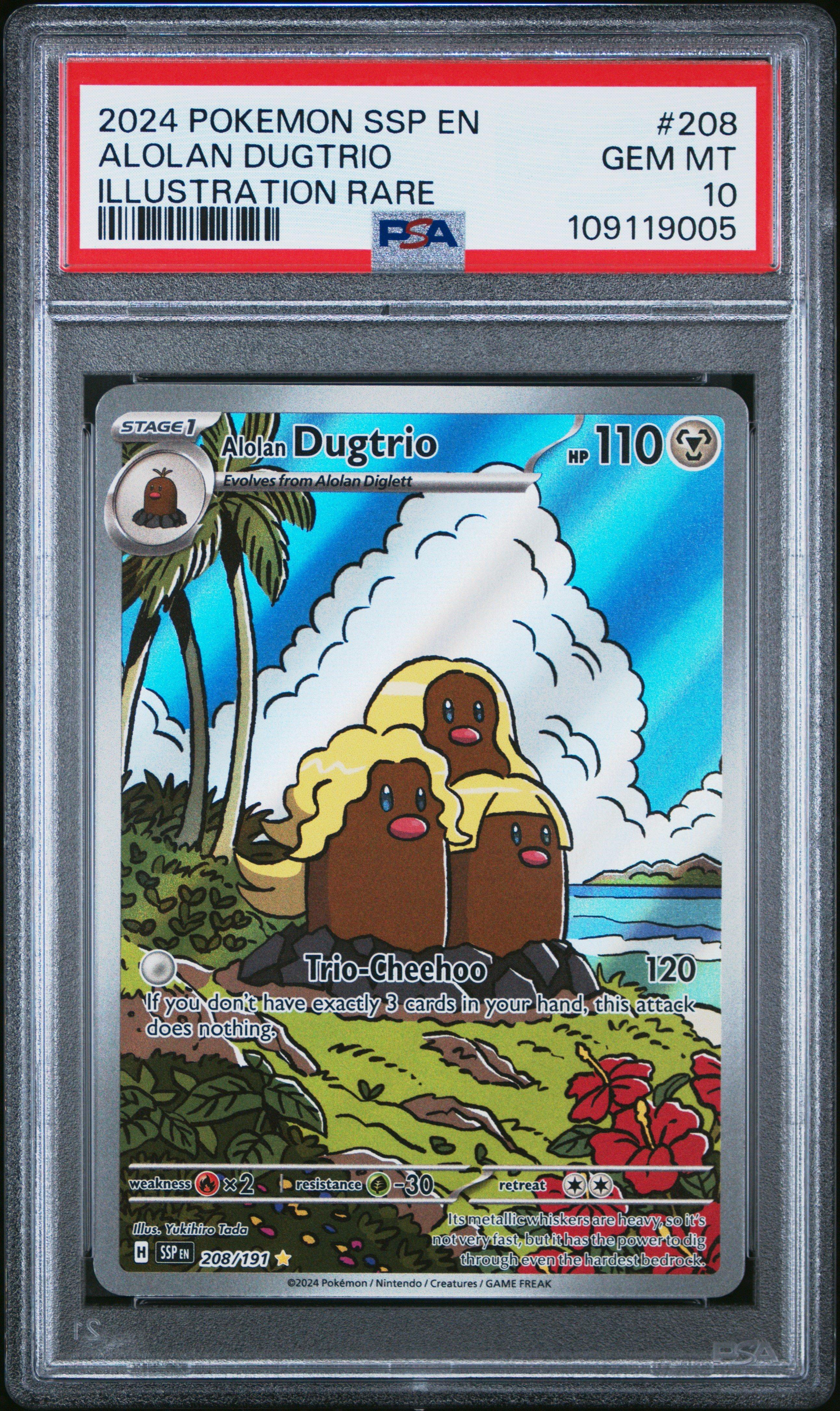 alolan dugtrio pokemon card value 2024 Pokemon Ssp En-surging Sparks 208 Alolan Dugtrio Illustration Rare PSA  10 Graded Card