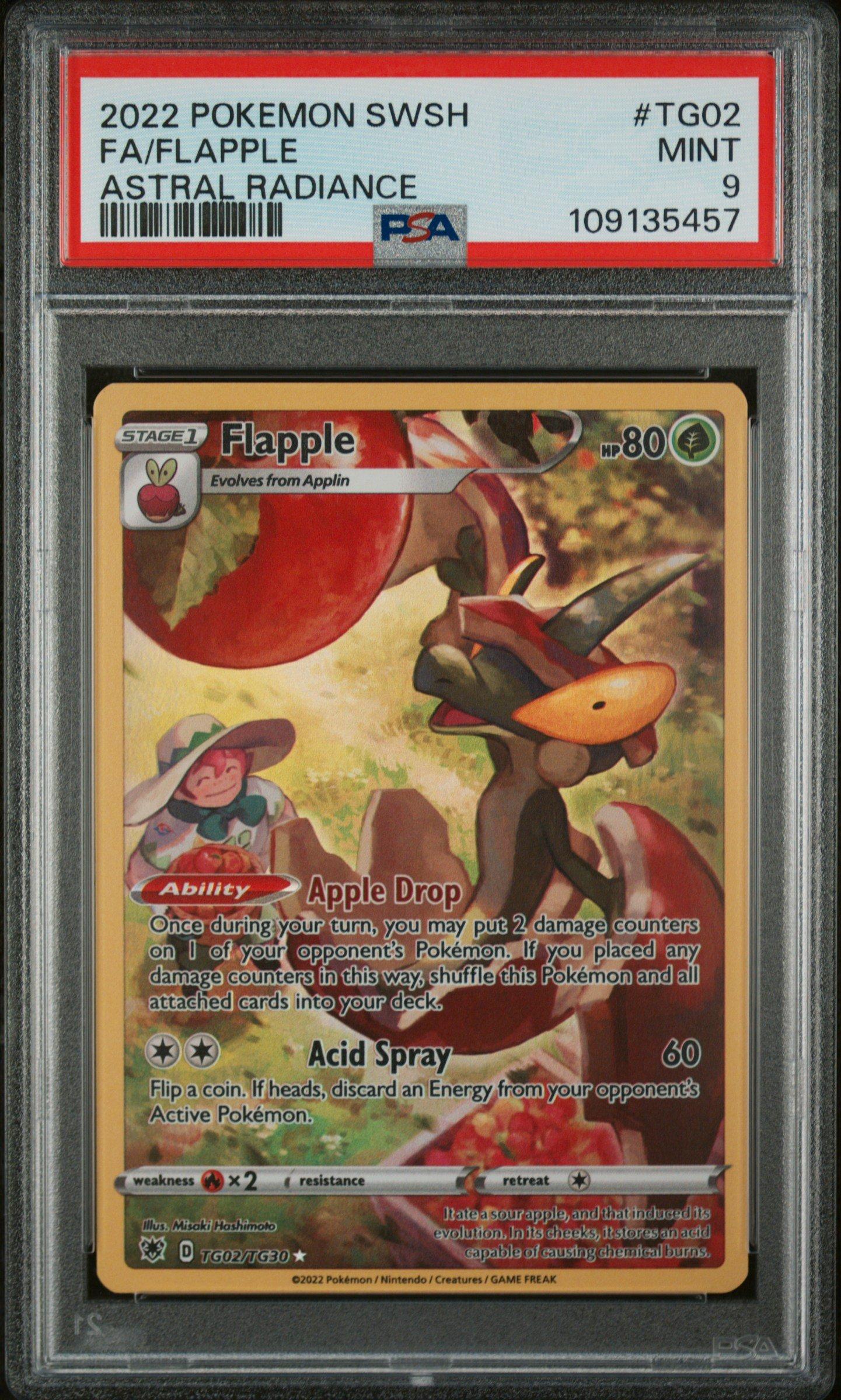 2022 Pokemon Sword & Shield Astral Radiance Tg02 Full Art/flapple PSA 9