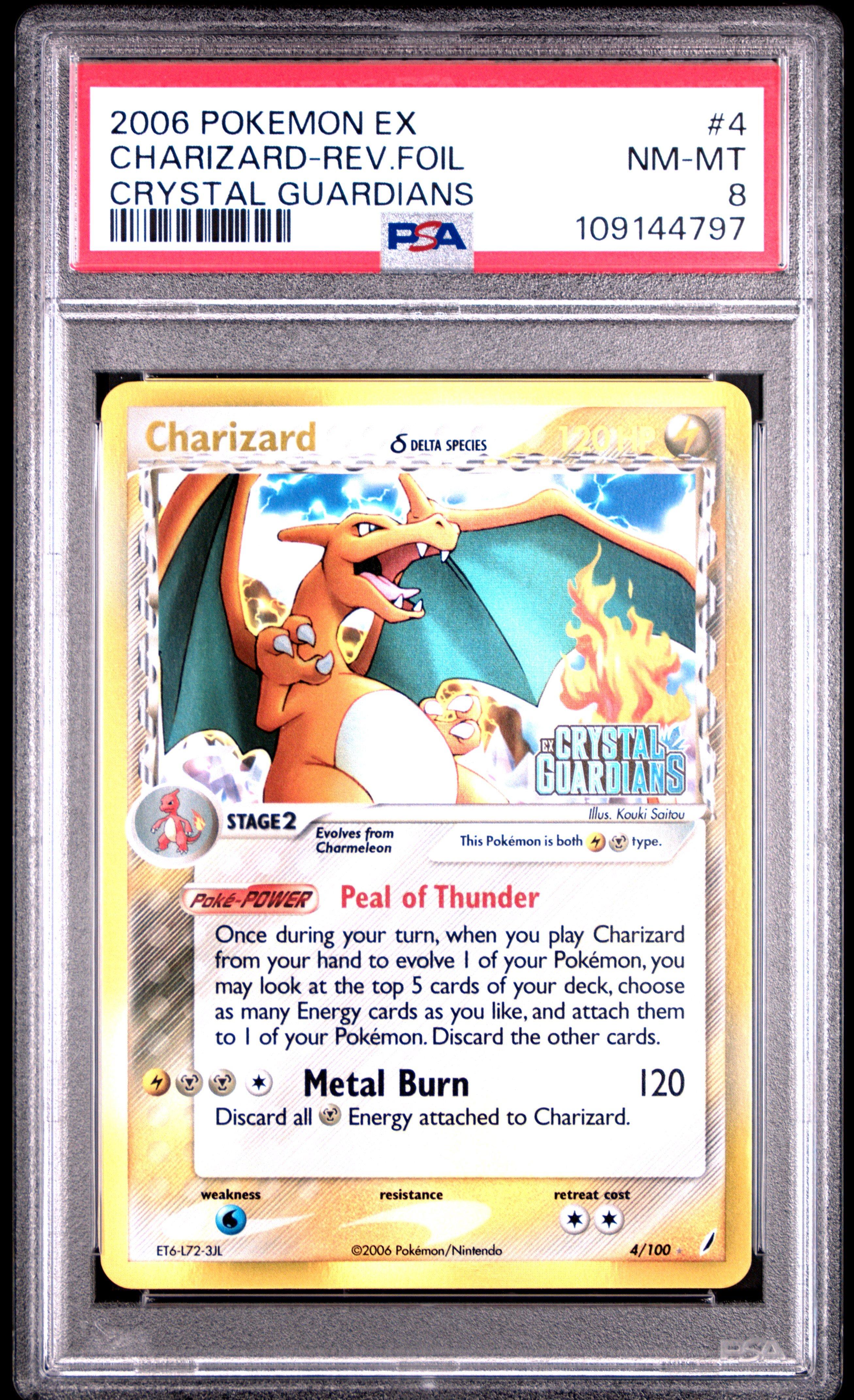 2006 Pokemon Ex Crystal Guardians 4 Charizard-reverse Foil PSA 8