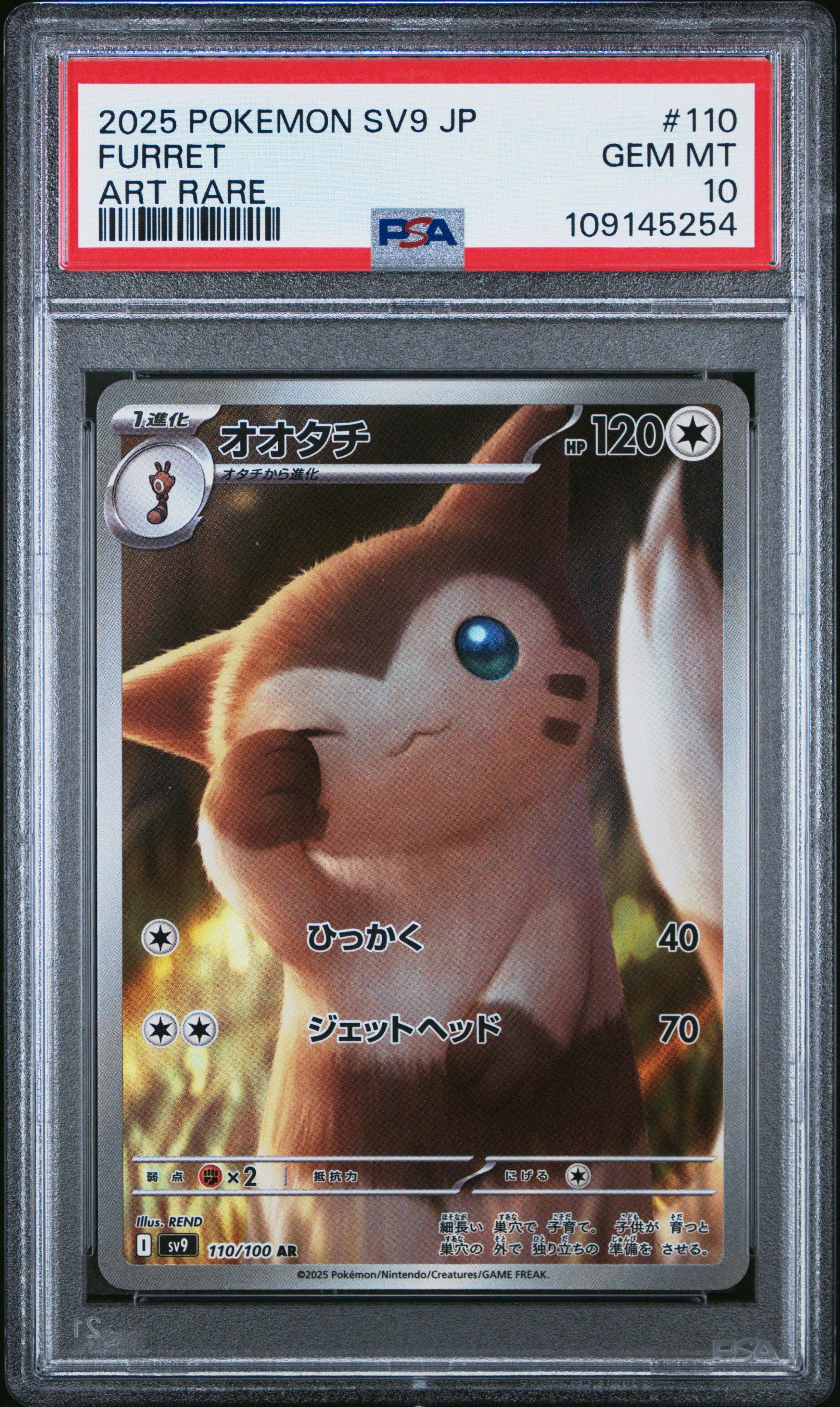2025 Pokemon Japanese Sv9-battle Partners 110 Furret Art Rare PSA