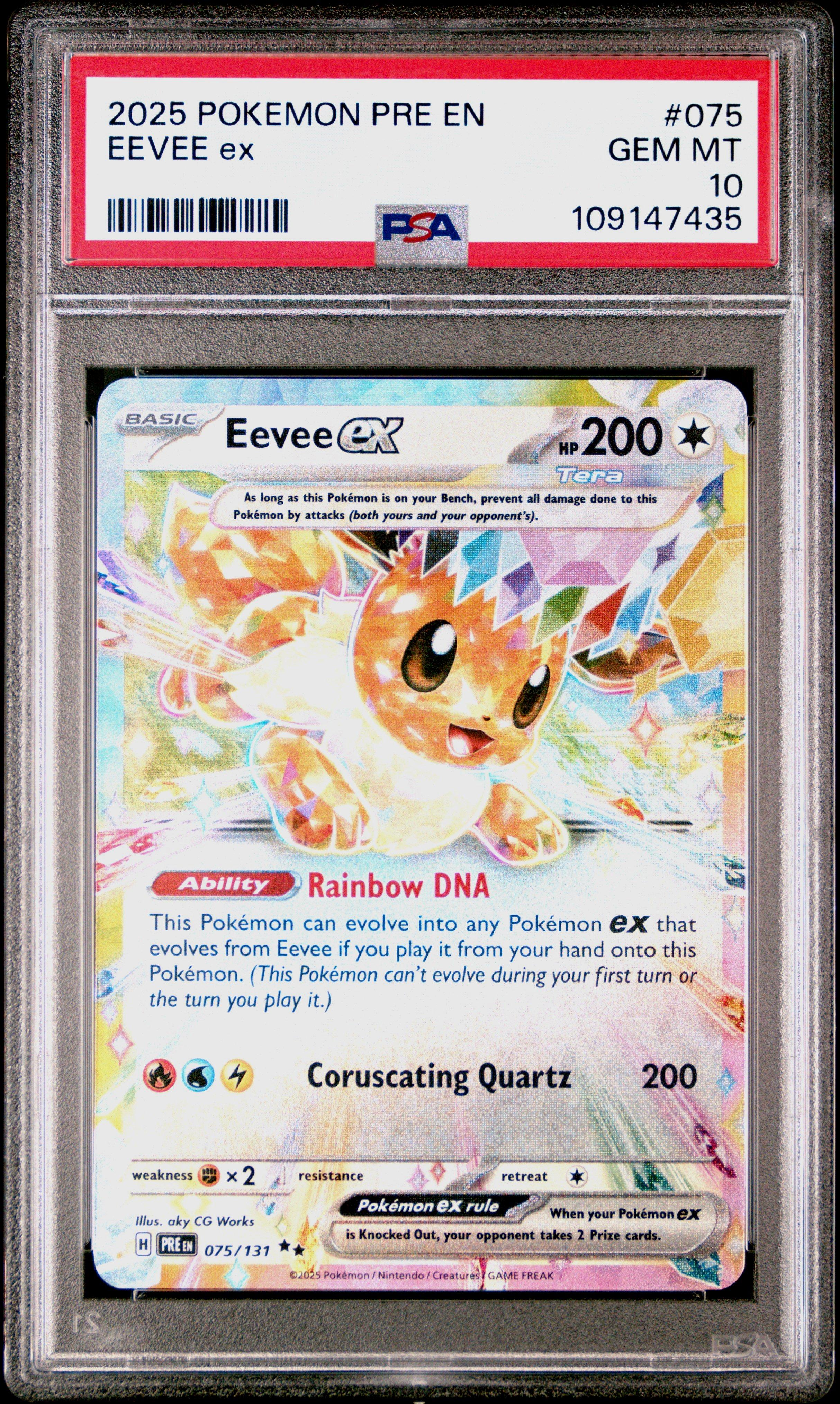 2025 Pokemon Pre En-prismatic Evolutions 075 Eevee Ex PSA 10