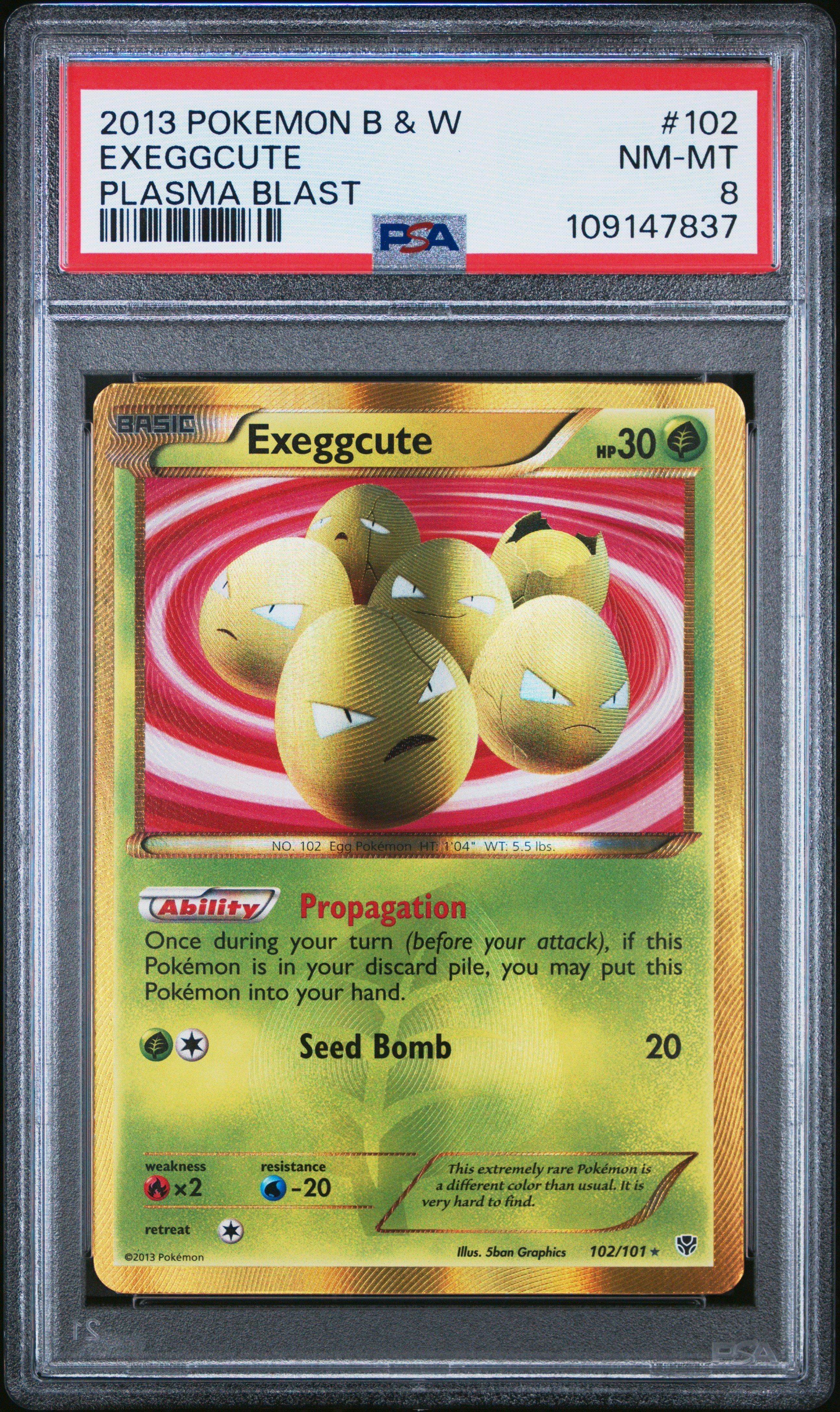 2013 Pokemon Black & White Plasma Blast 102 Exeggcute PSA