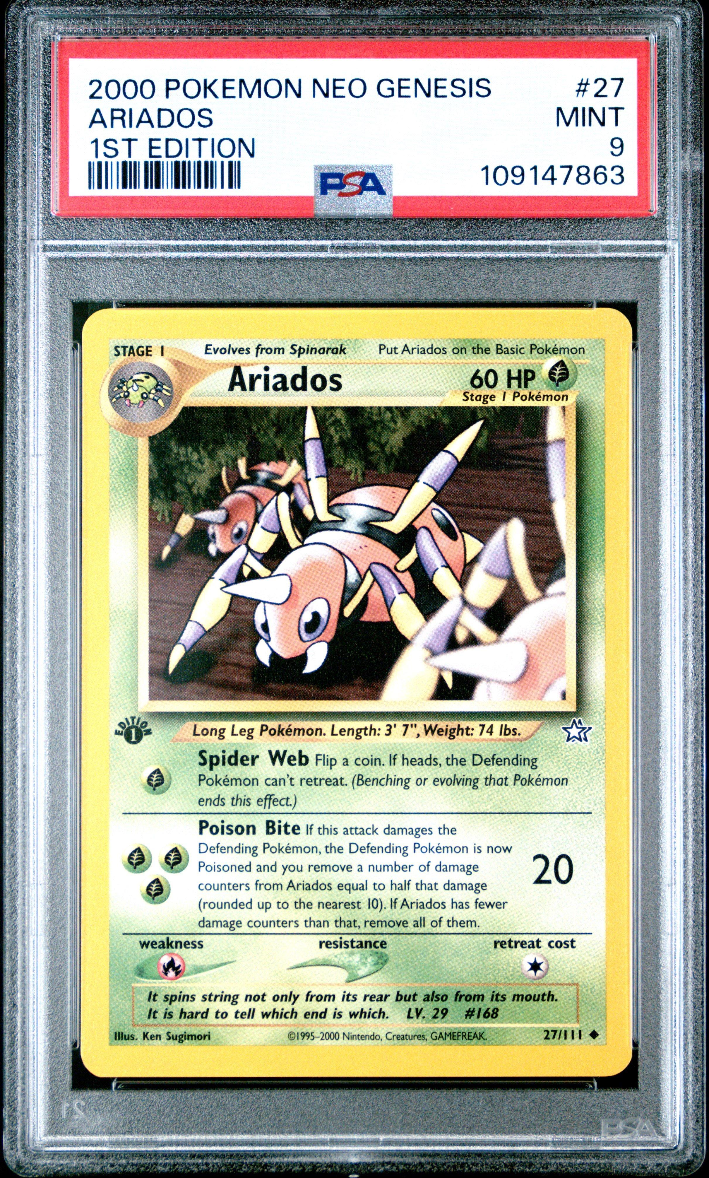 2000 Pokemon Neo Genesis 1st Edition 27 Ariados PSA 9