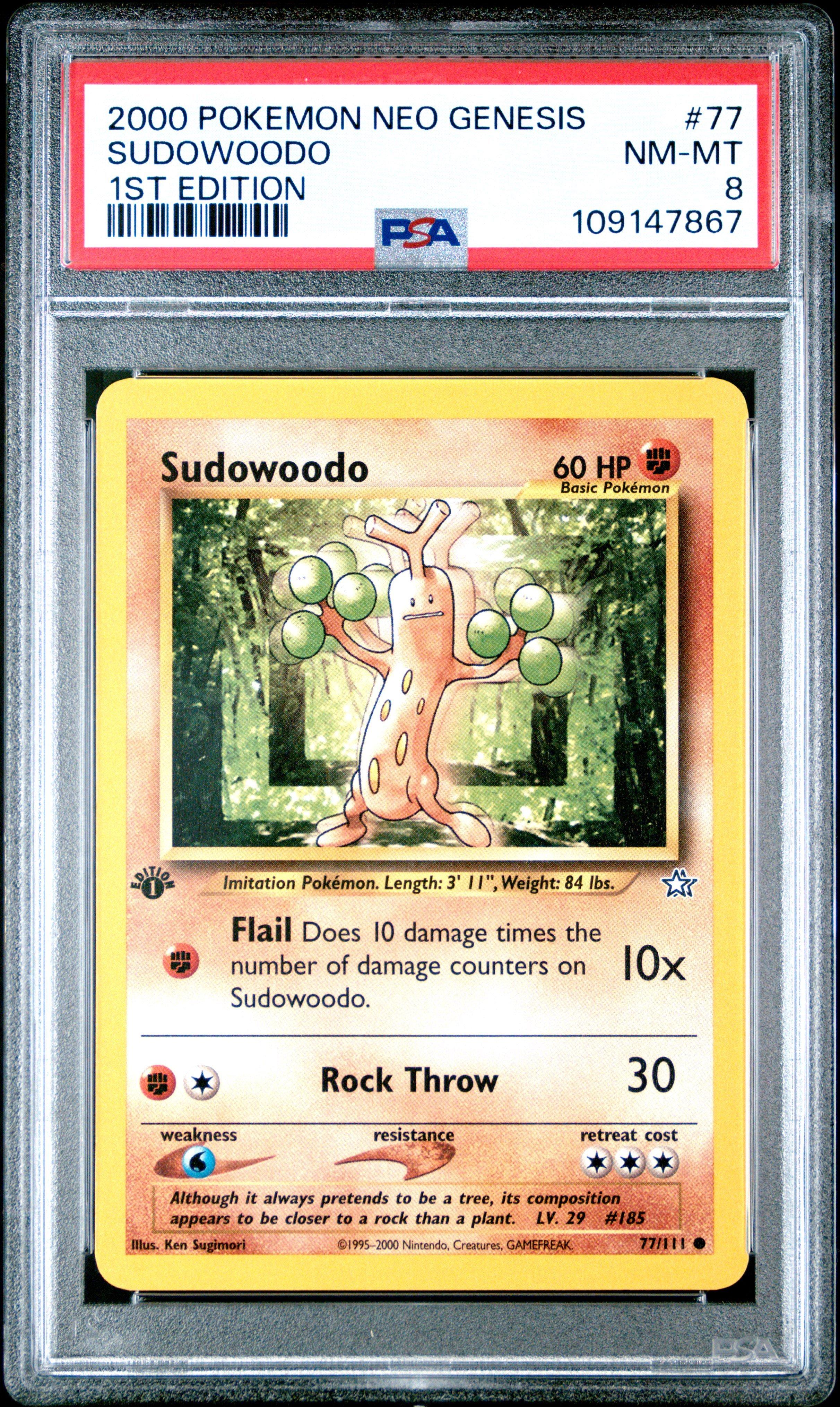 2000 Pokemon Neo Genesis 1st Edition 77 Sudowoodo PSA 8