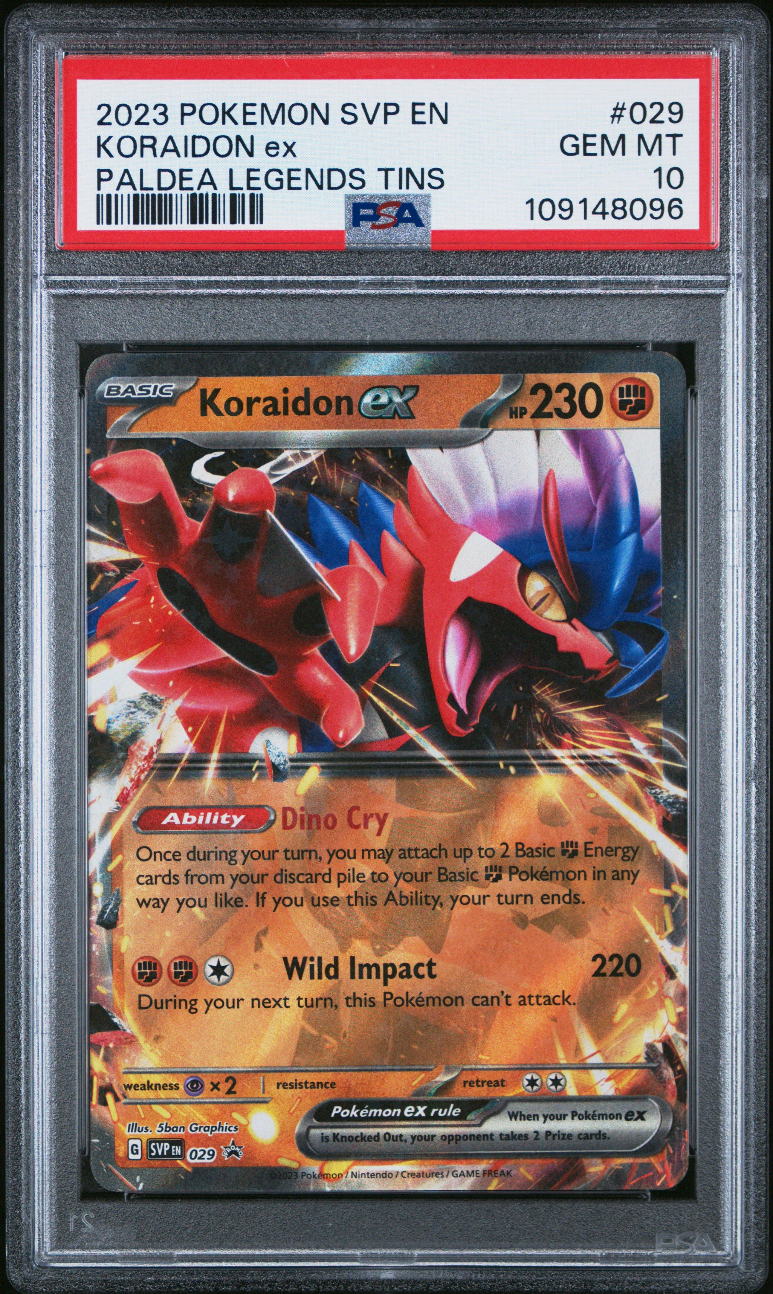 2023 Pokemon Svp En-sv Black Star Promo 029 Koraidon Ex Paldea Legends Tins PSA