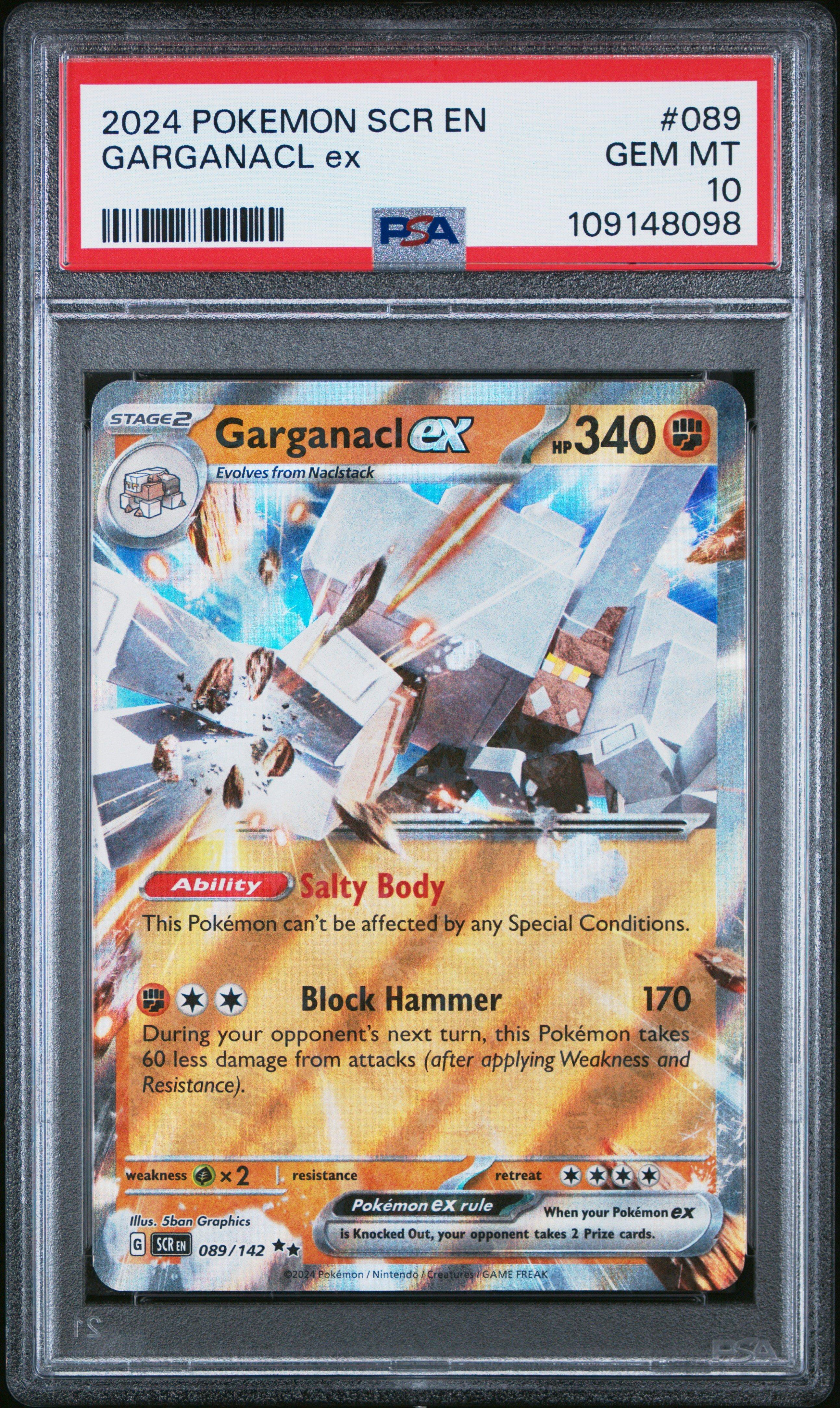 2024 Pokemon Scr En-stellar Crown 089 Garganacl Ex PSA