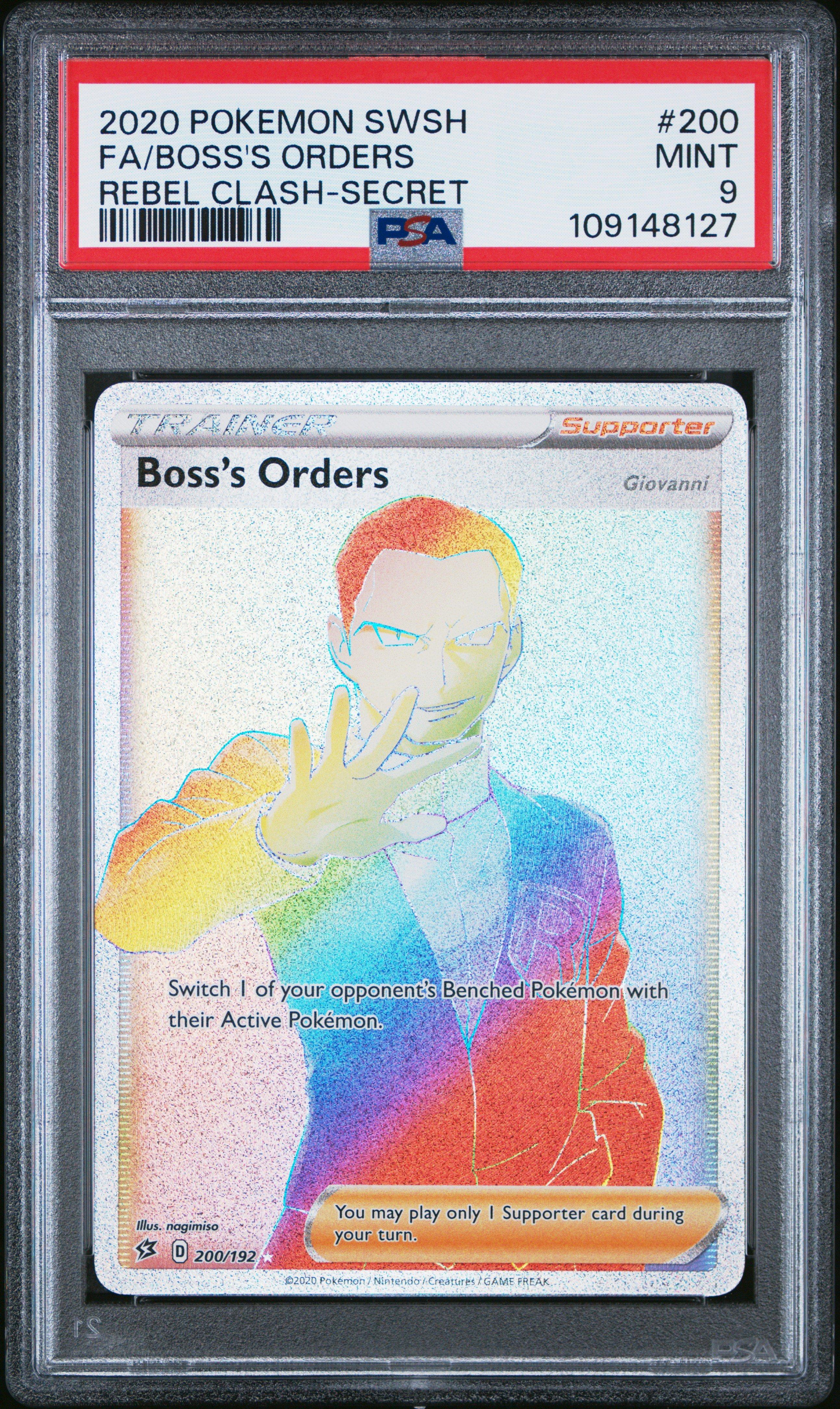 2020 Pokemon Sword & Shield Rebel Clash 200 Full Art/boss's Orders Secret PSA