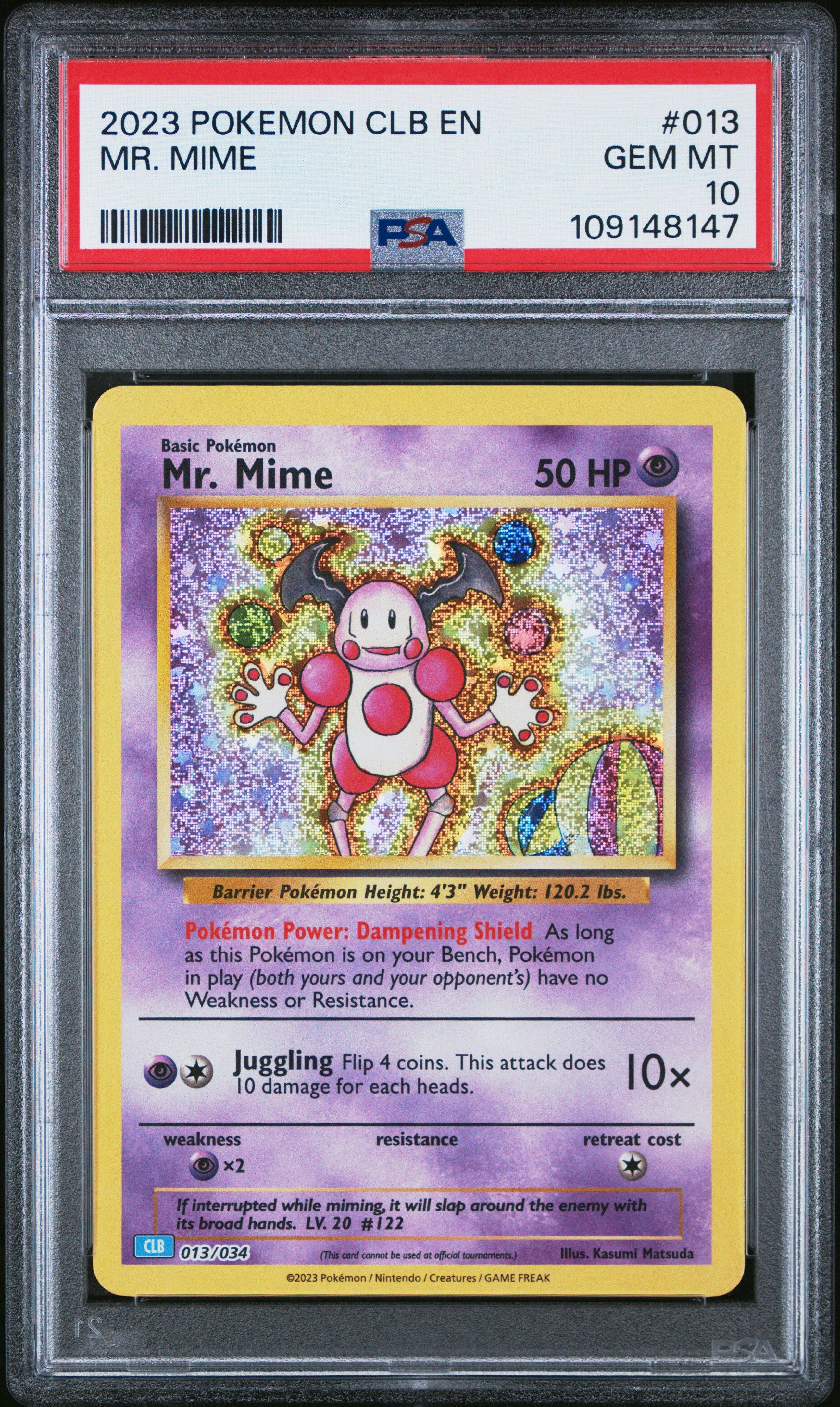pokemon trading card game classic gamestop 2023 Pokemon Clb-trading Card Game Classic Blastoise & Suicune Ex Deck 013  Mr. Mime PSA 10 Graded Card