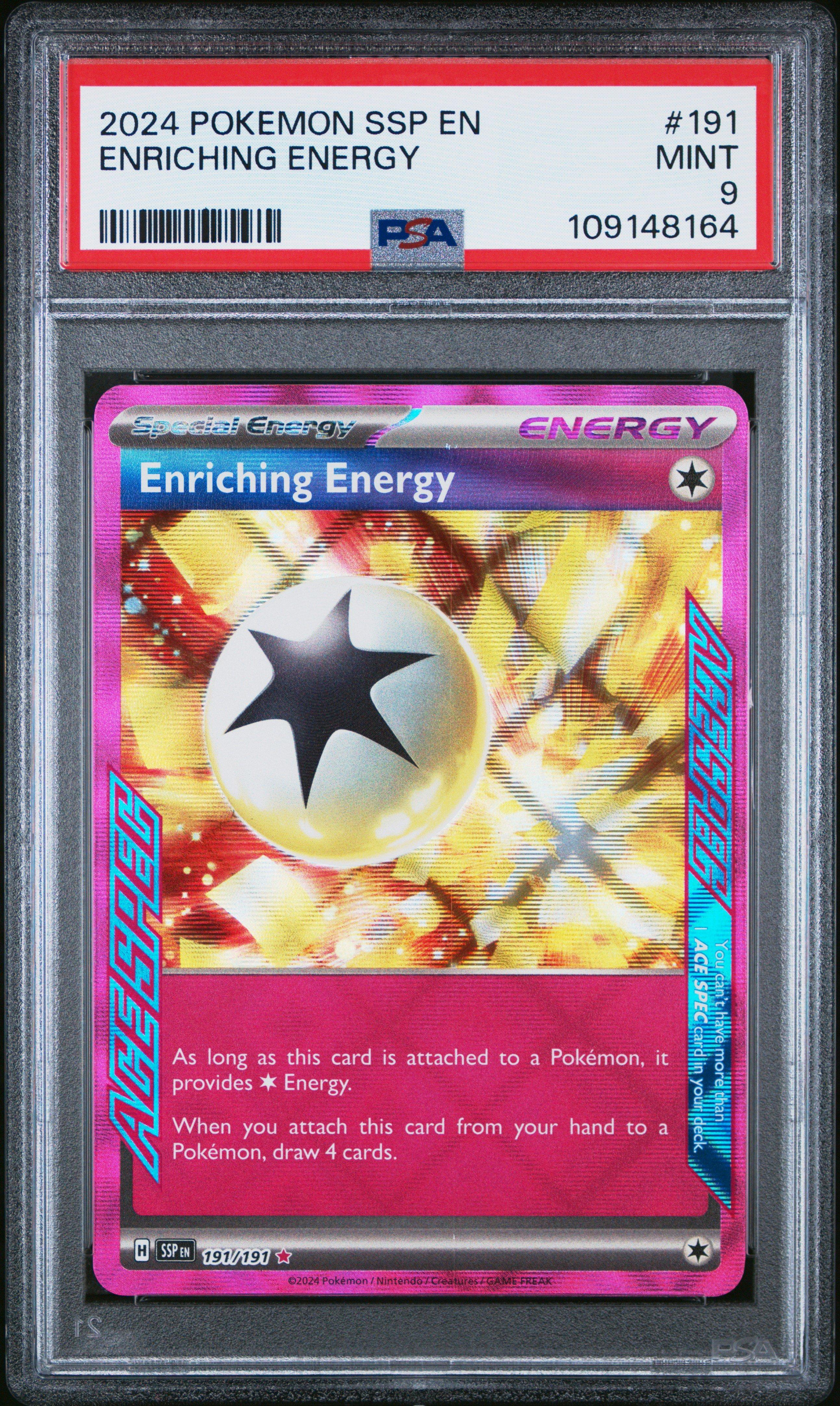 2024 Pokemon Ssp En-surging Sparks 191 Enriching Energy PSA