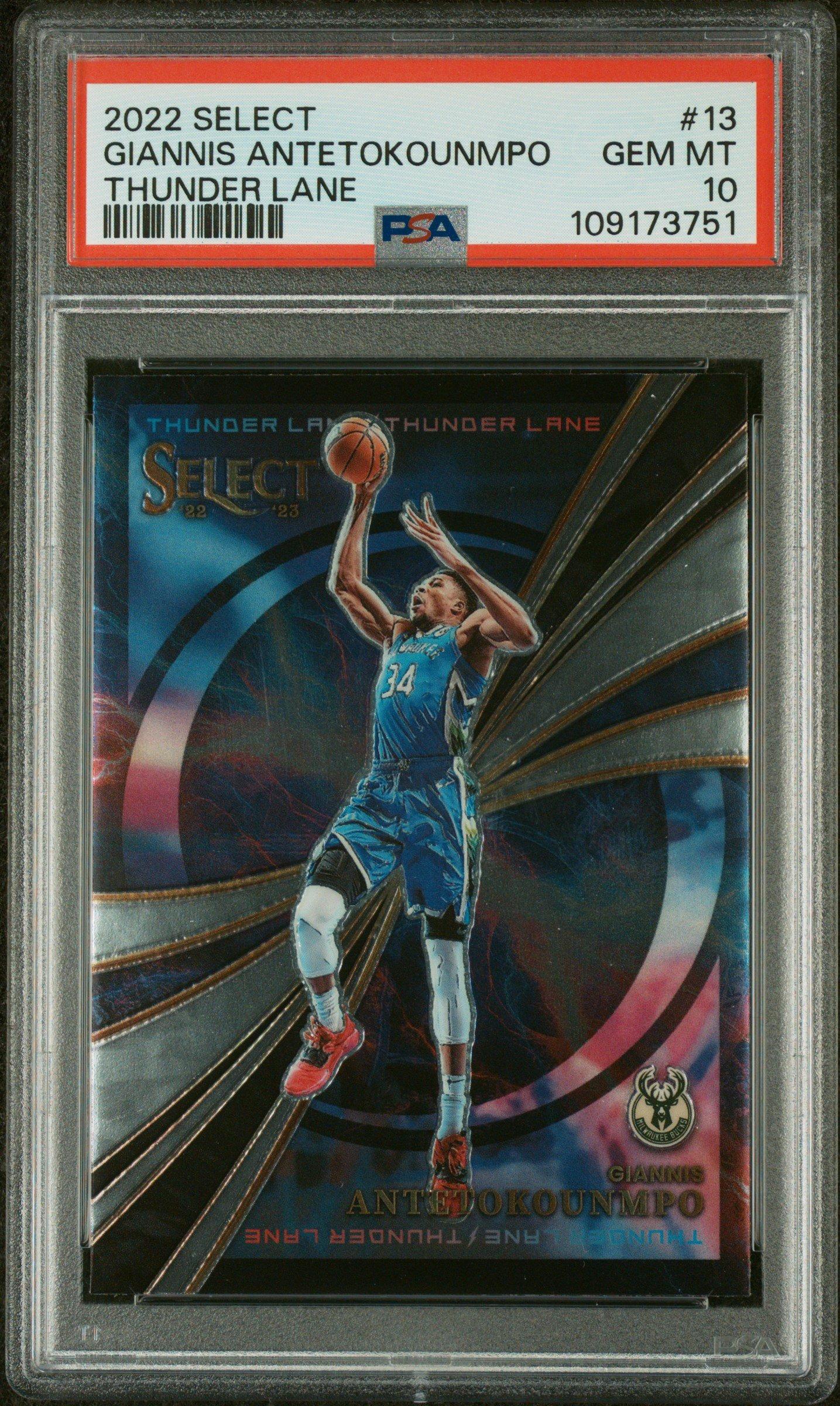 2022 Panini Select Thunder Lane 13 Giannis Antetokounmpo PSA 10