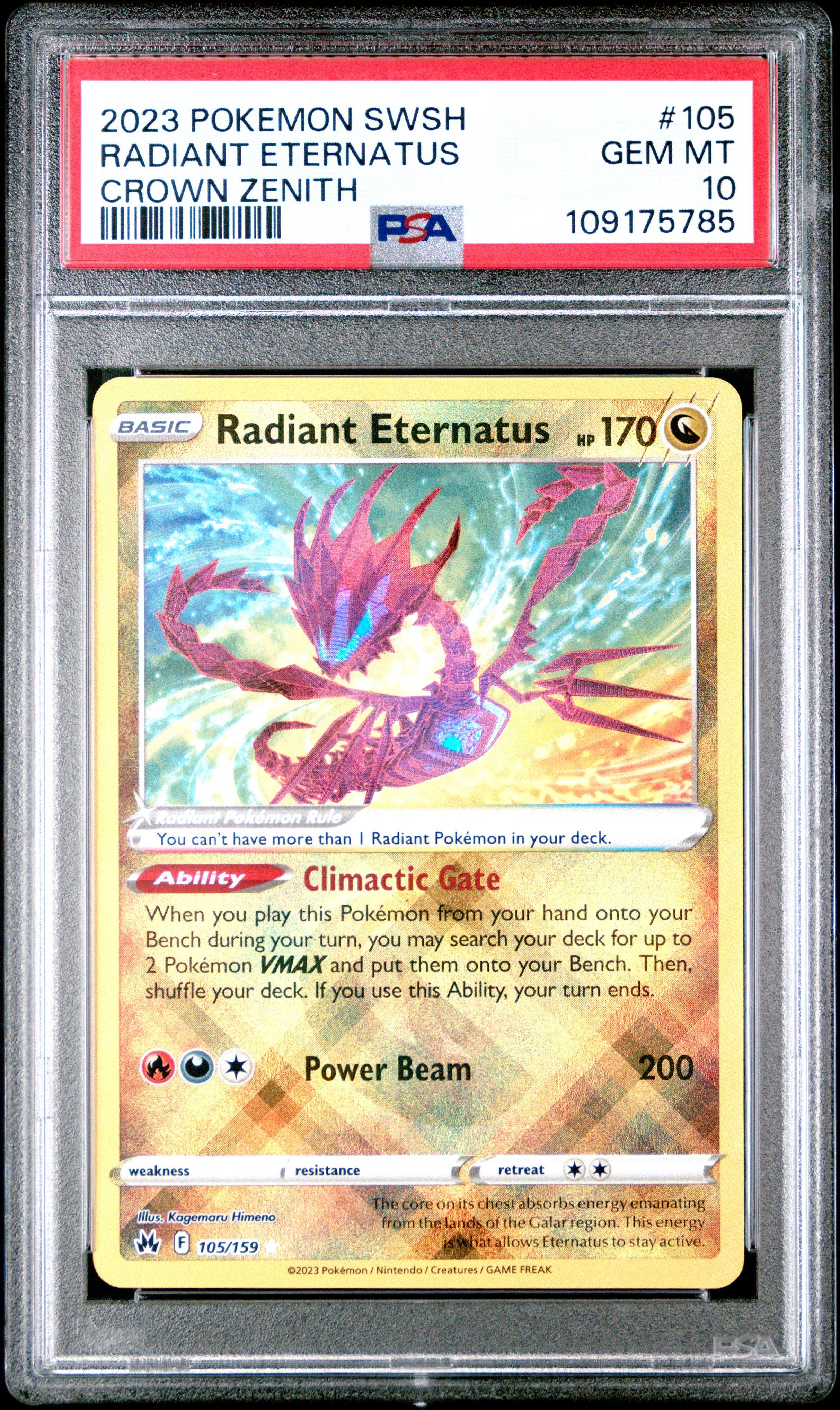2023 Pokemon Sword And Shield Crown Zenith 105 Radiant Eternatus PSA 10