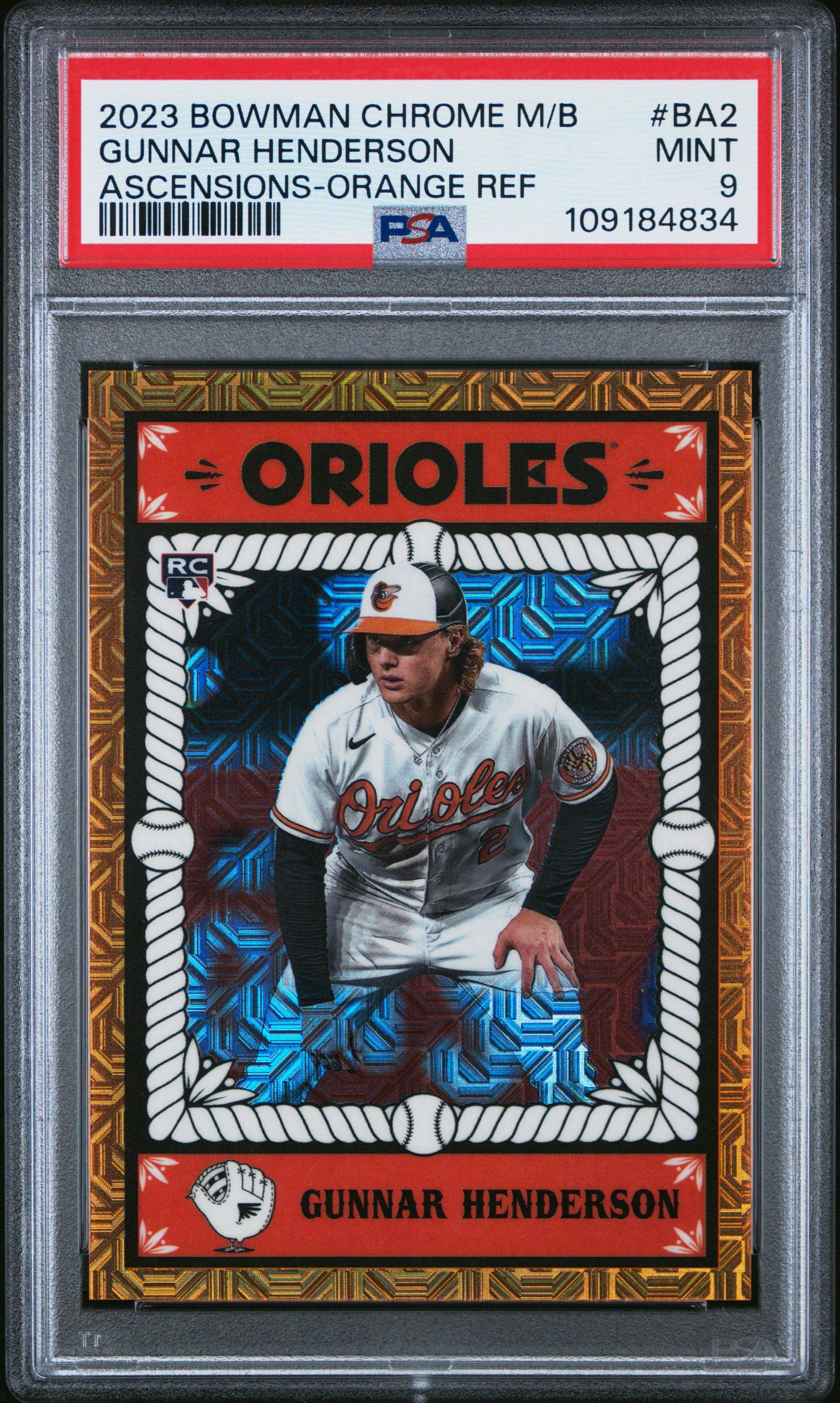 2023 Bowman Chrome Mega Box Bowman Ascensions Ba2 Gunnar Henderson Orange Refractor PSA 9