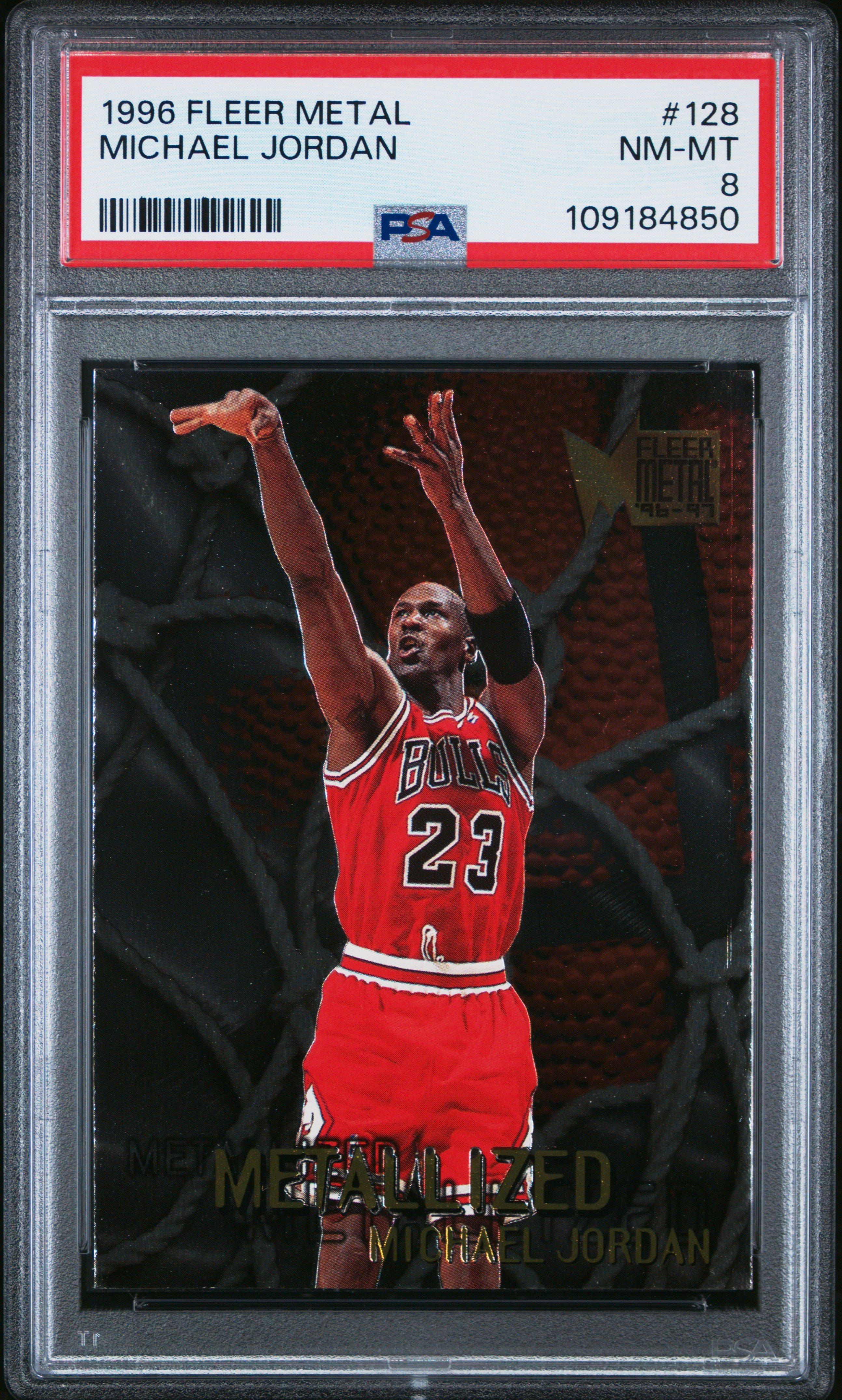 1996 Metal 128 Michael Jordan PSA 8
