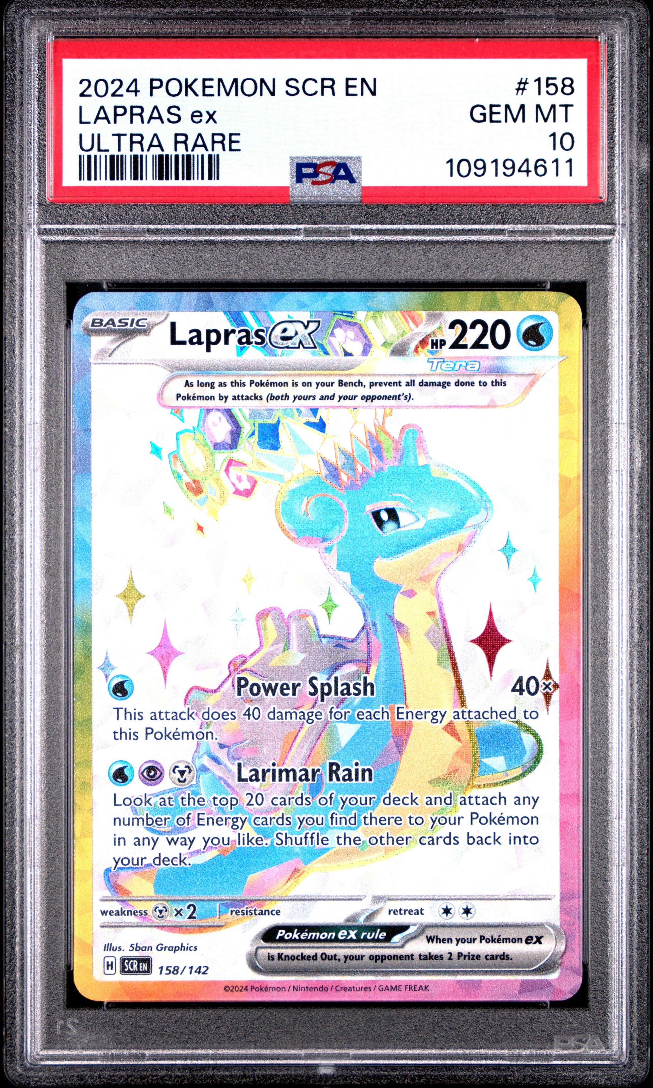 2024 Pokemon Scr En-stellar Crown 158 Lapras Ex Ultra Rare PSA 10