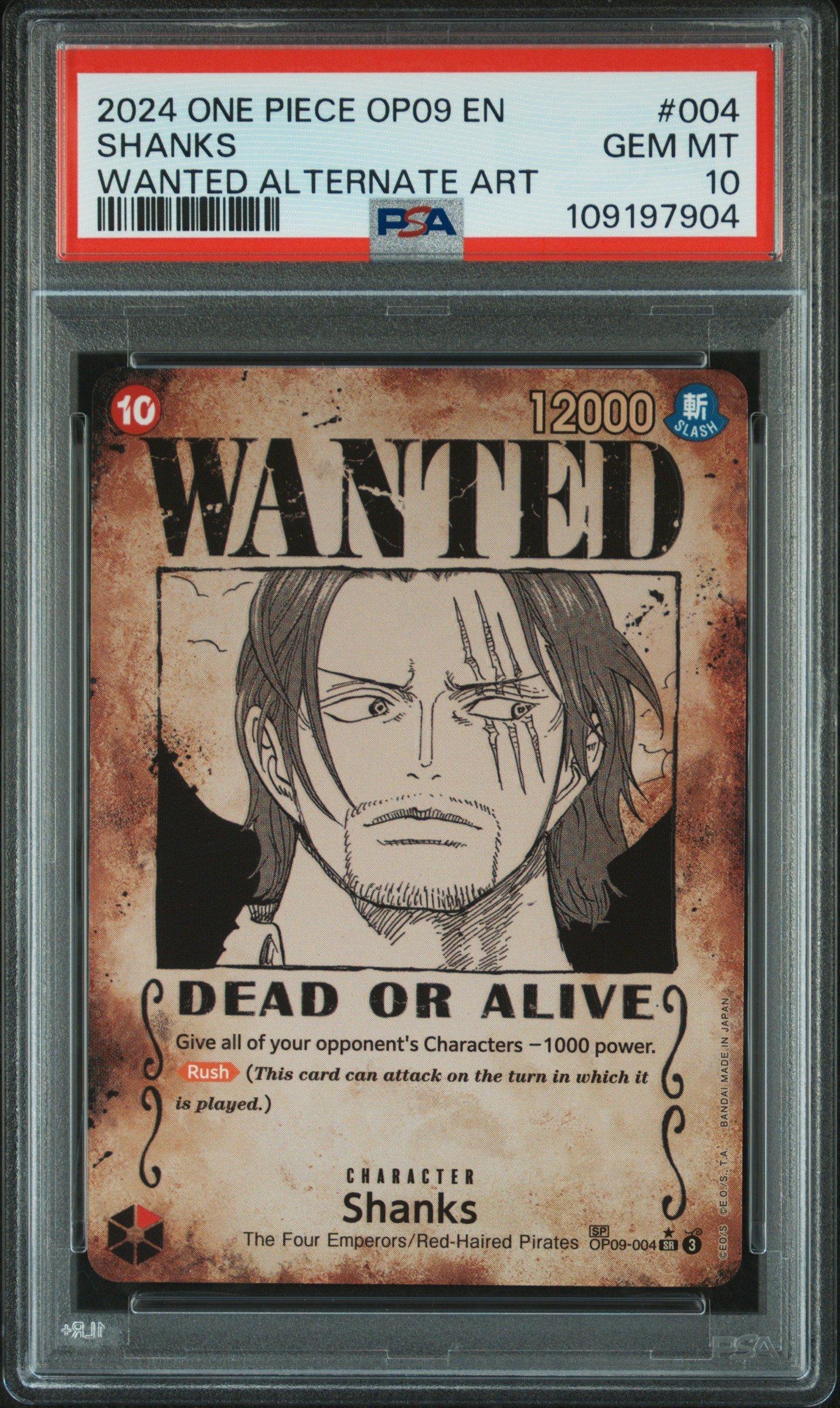 PSA10 OP09 SHANKS ALTERNATE ART シャンクス PSA 10 Shanks OP09-004 Manga Alt Art Emperors in the New World