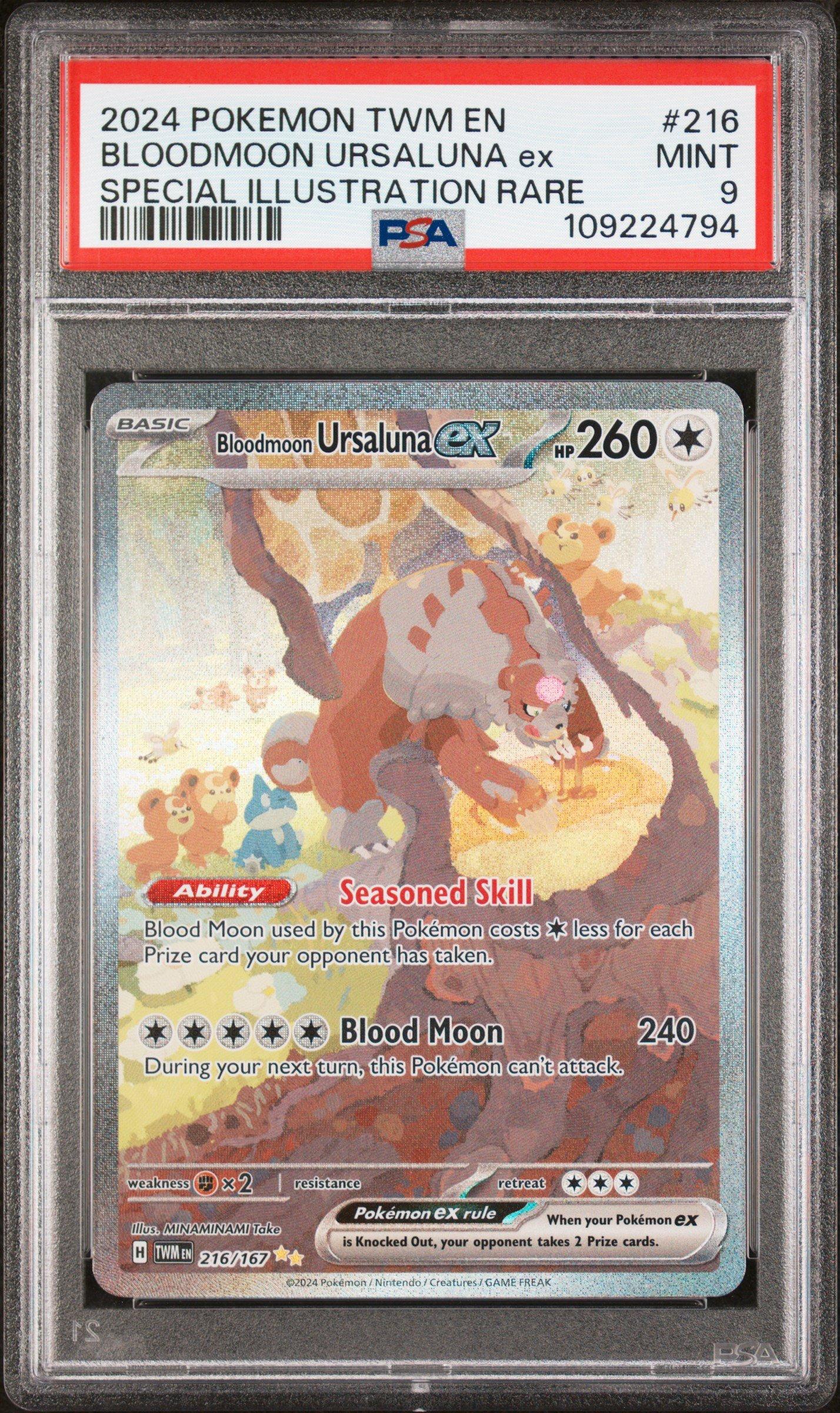 2024 Pokemon Twm En-Twilight Masquerade 216 Bloodmoon Ursaluna Ex Special Illustration Rare PSA 9