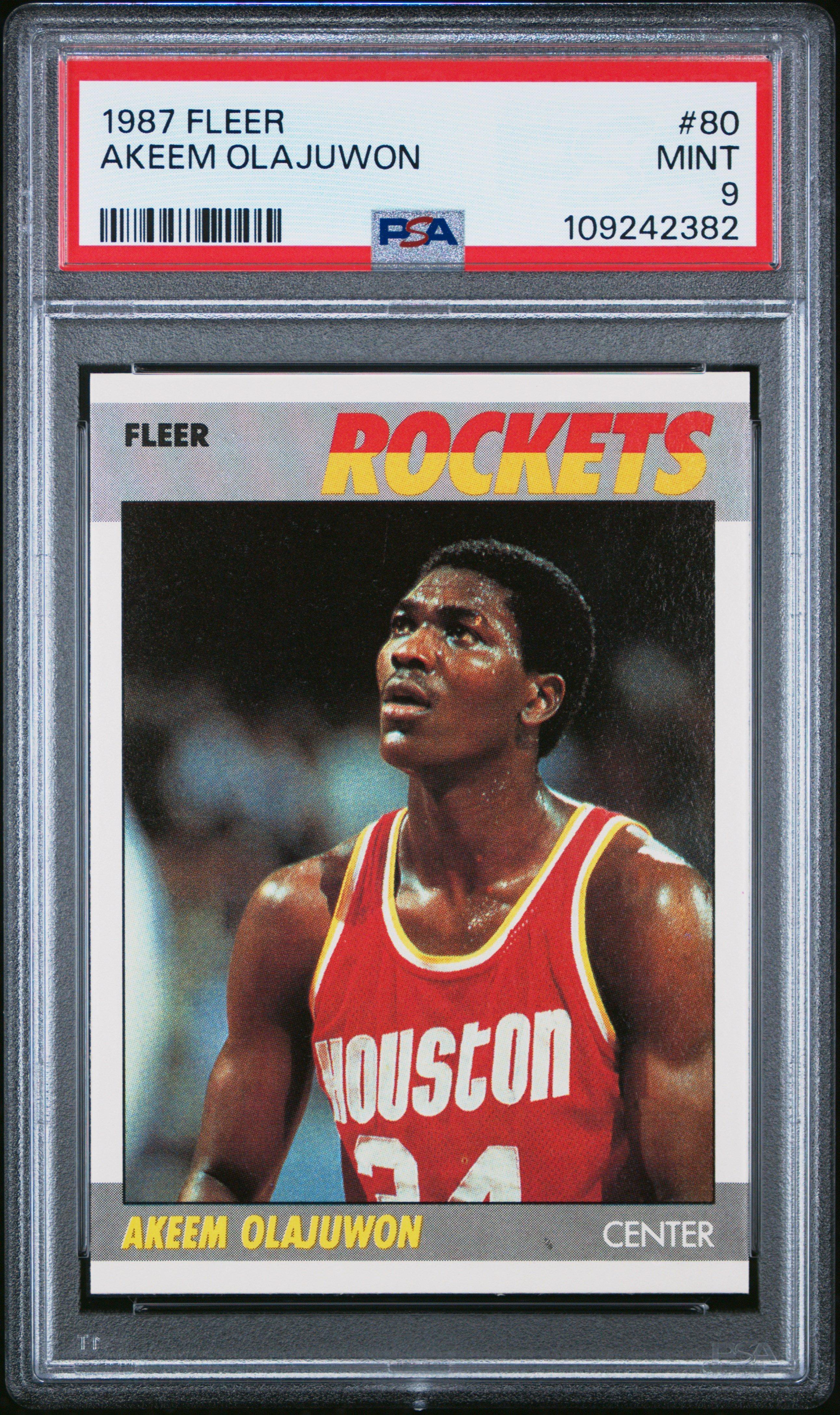 1987 Fleer 80 Akeem Olajuwon PSA 9