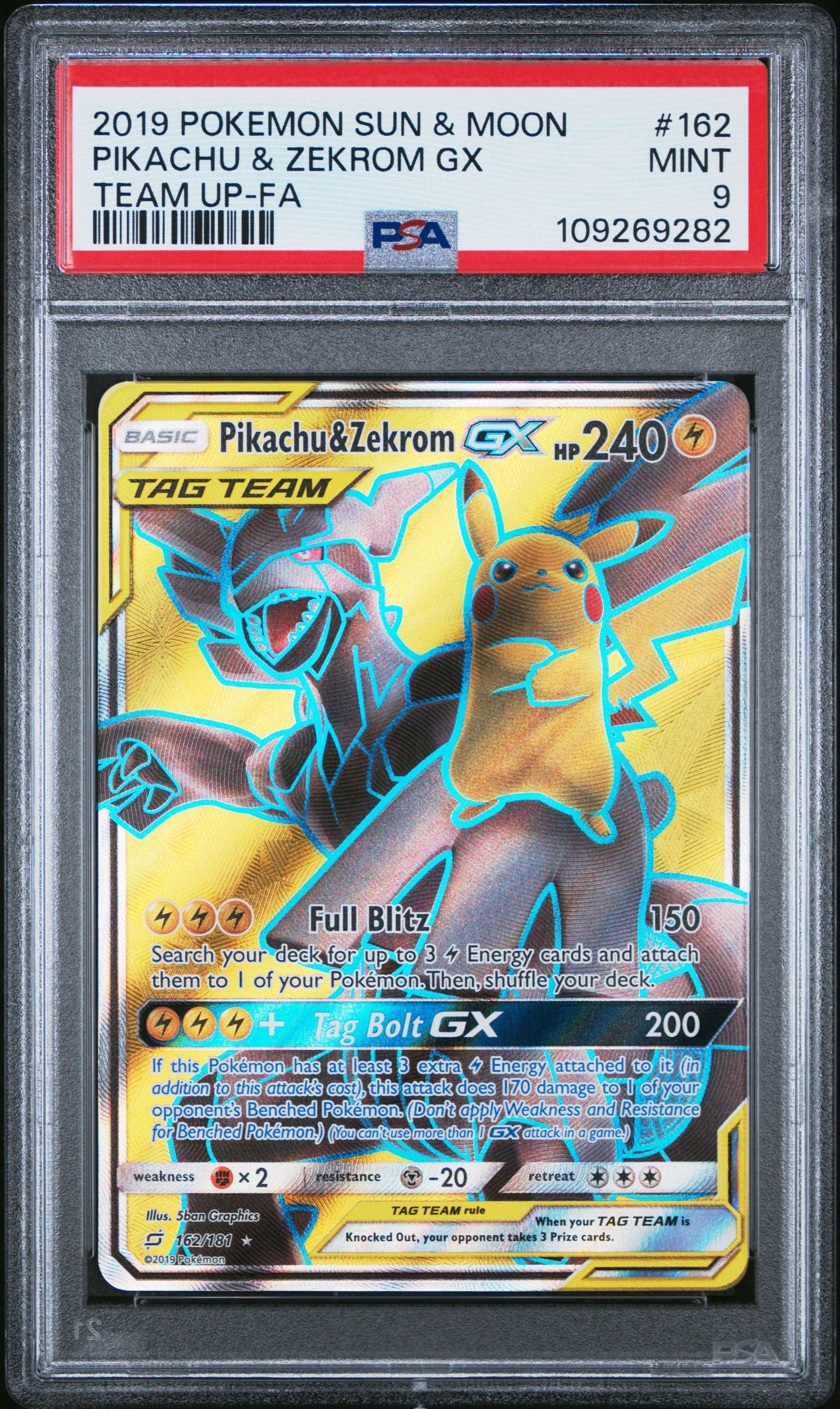 2019 Pokemon Sun & Moon Team Up 162 Full Art/pikachu & Zekrom Gx