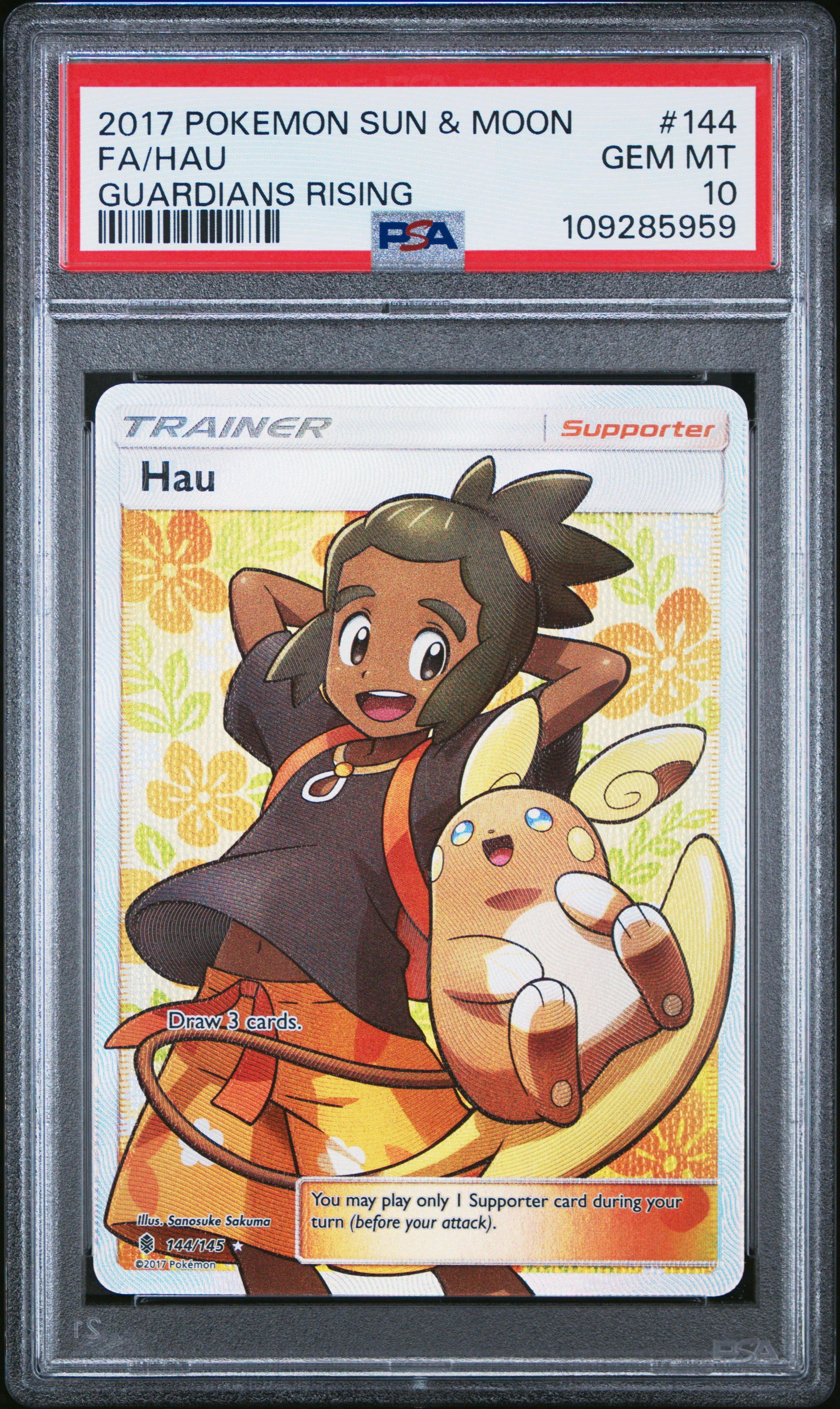 2017 Pokemon Sun & Moon Guardians Rising 144 Full Art/hau PSA