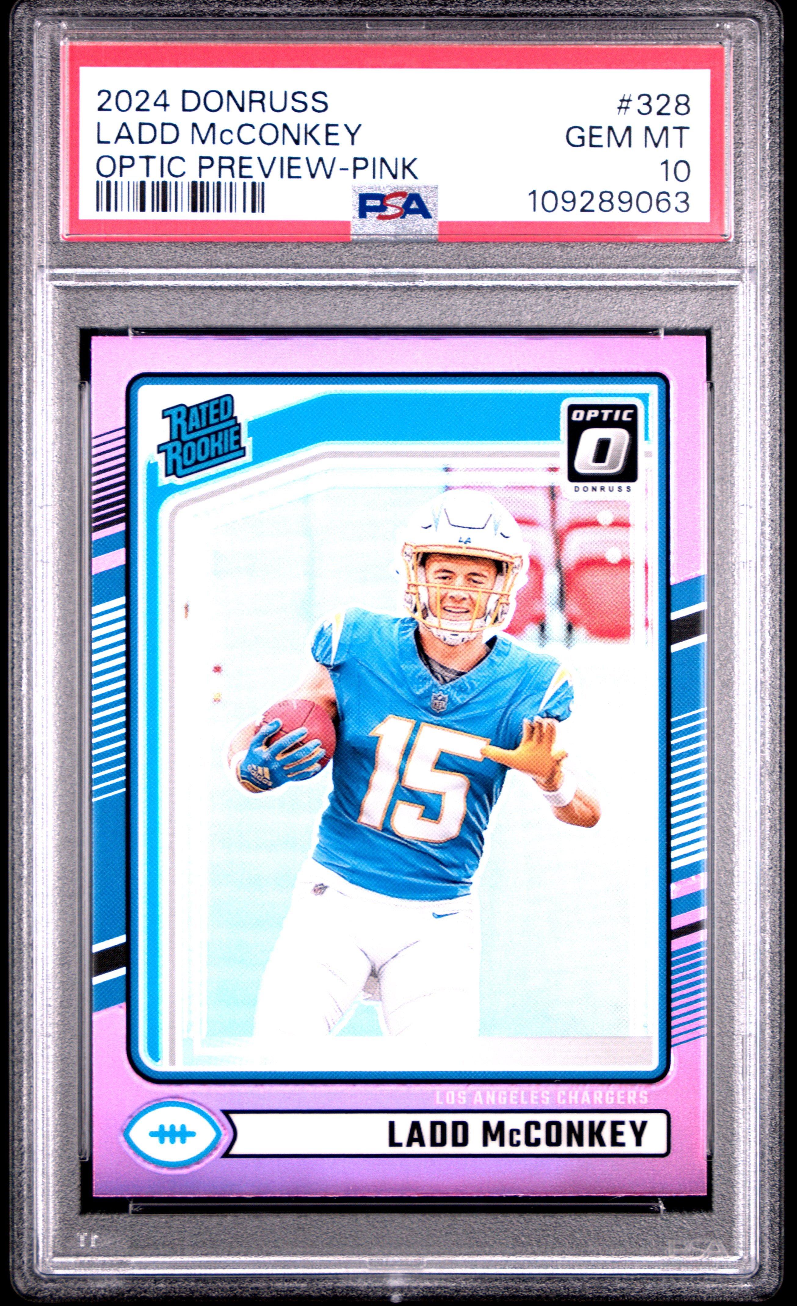 2024 Panini Donruss 328 Ladd Mcconkey Optic Preview-pink PSA 10