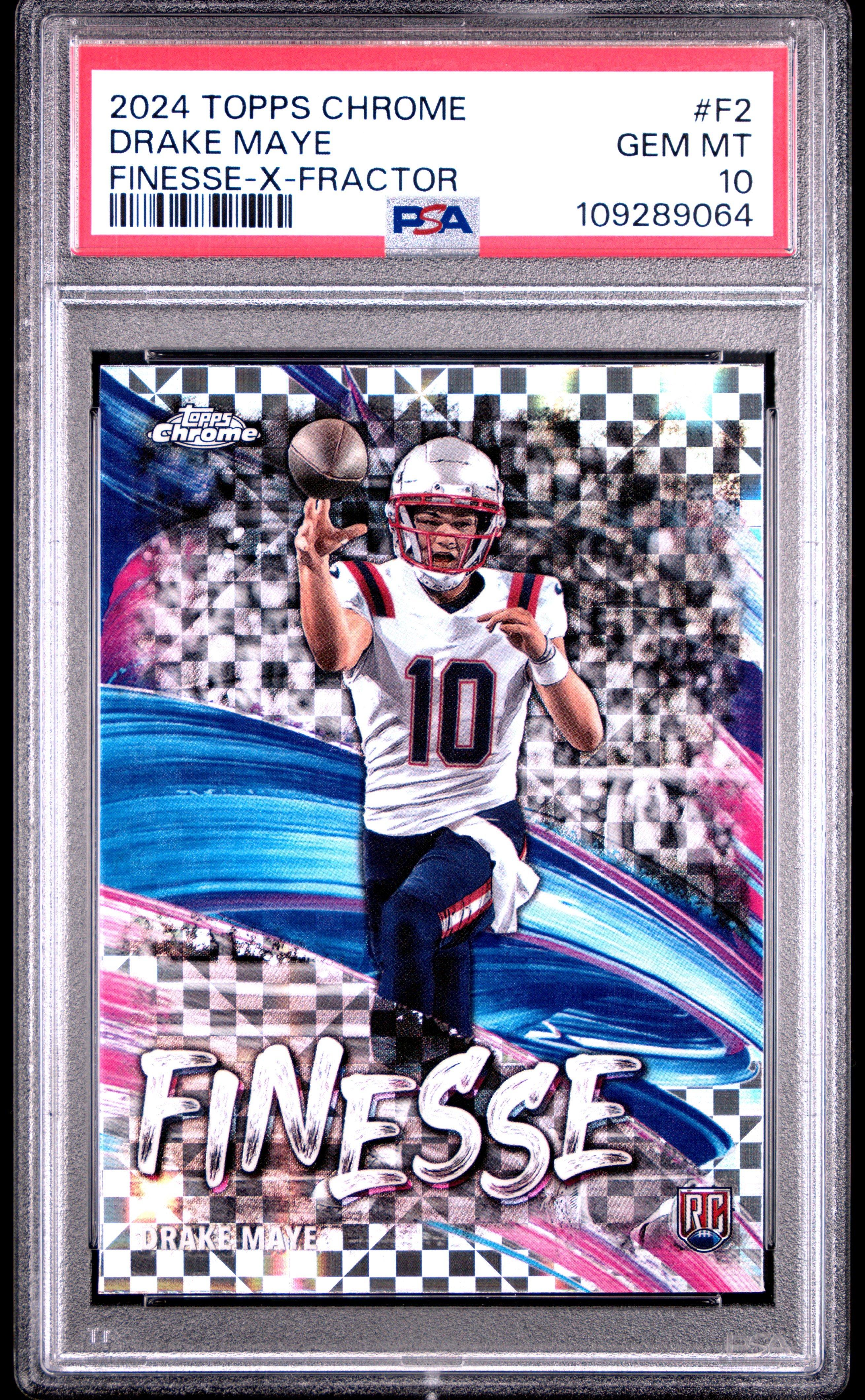 2024 Topps Chrome Finesse F2 Drake Maye X-fractor PSA 10