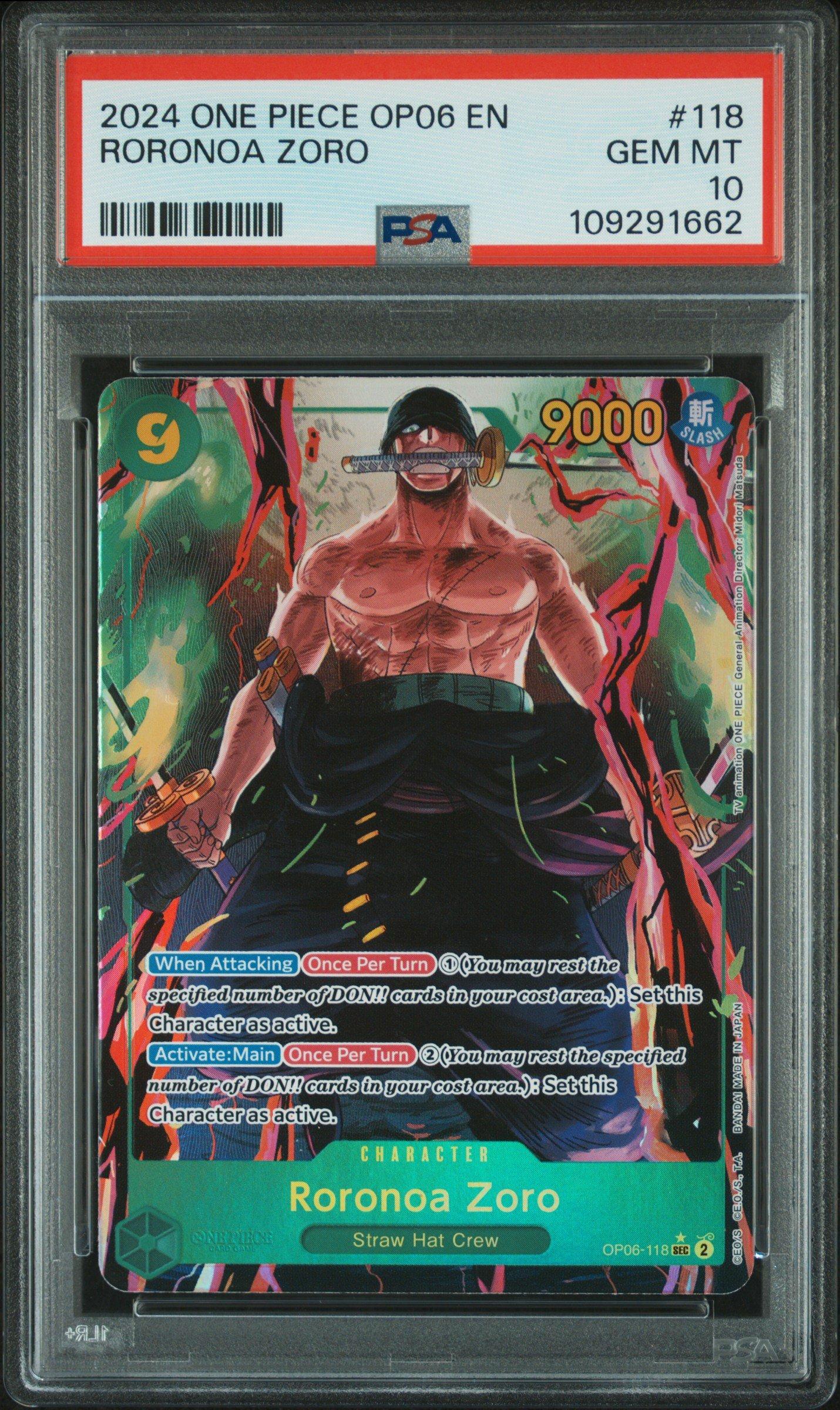 2024 One Piece Op06-wings Of The Captain 118 Roronoa Zoro PSA 10