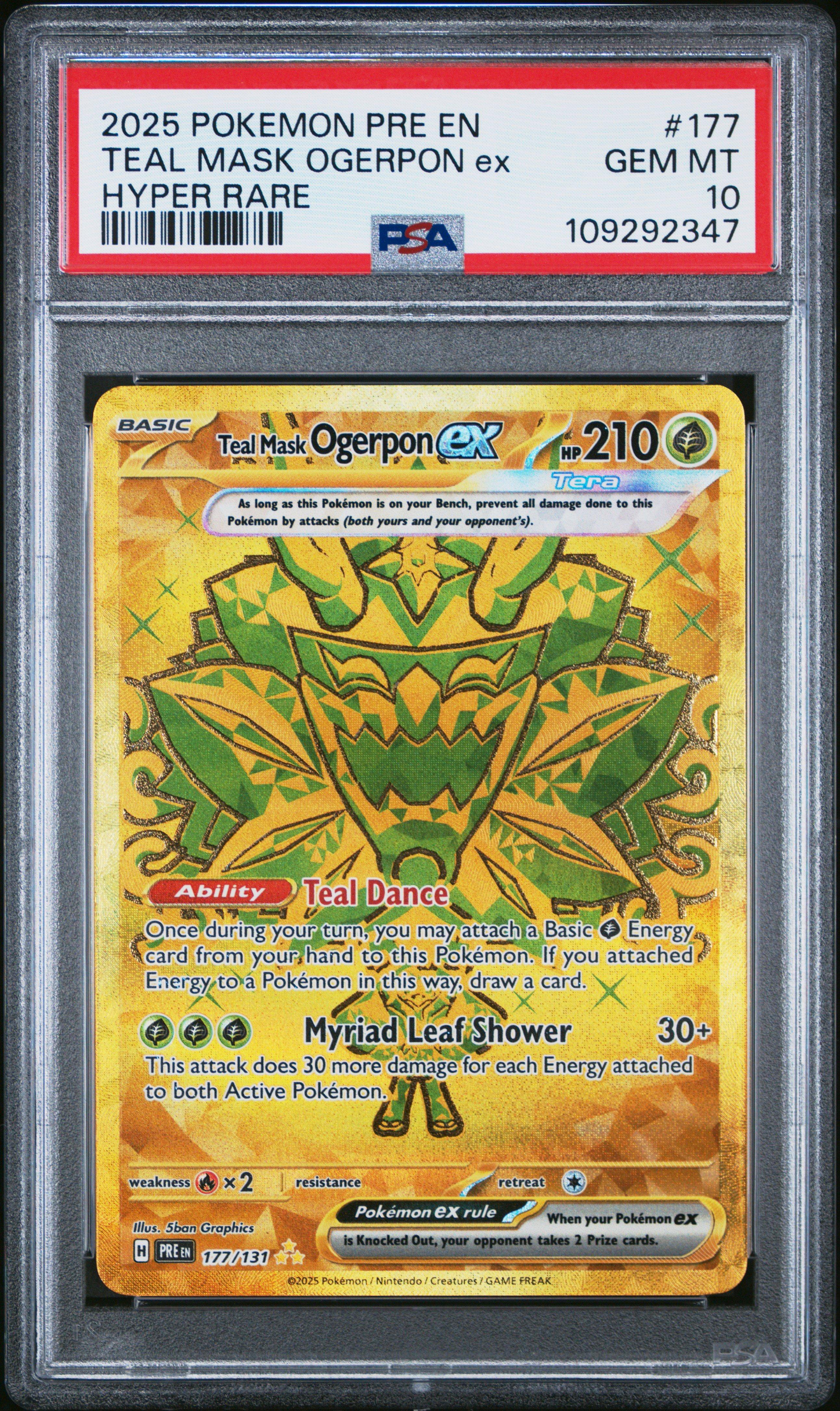 2025 Pokemon Pre En-prismatic Evolutions 177 Teal Mask Ogerpon Ex Hyper  Rare PSA 10 Graded Card | GameStop