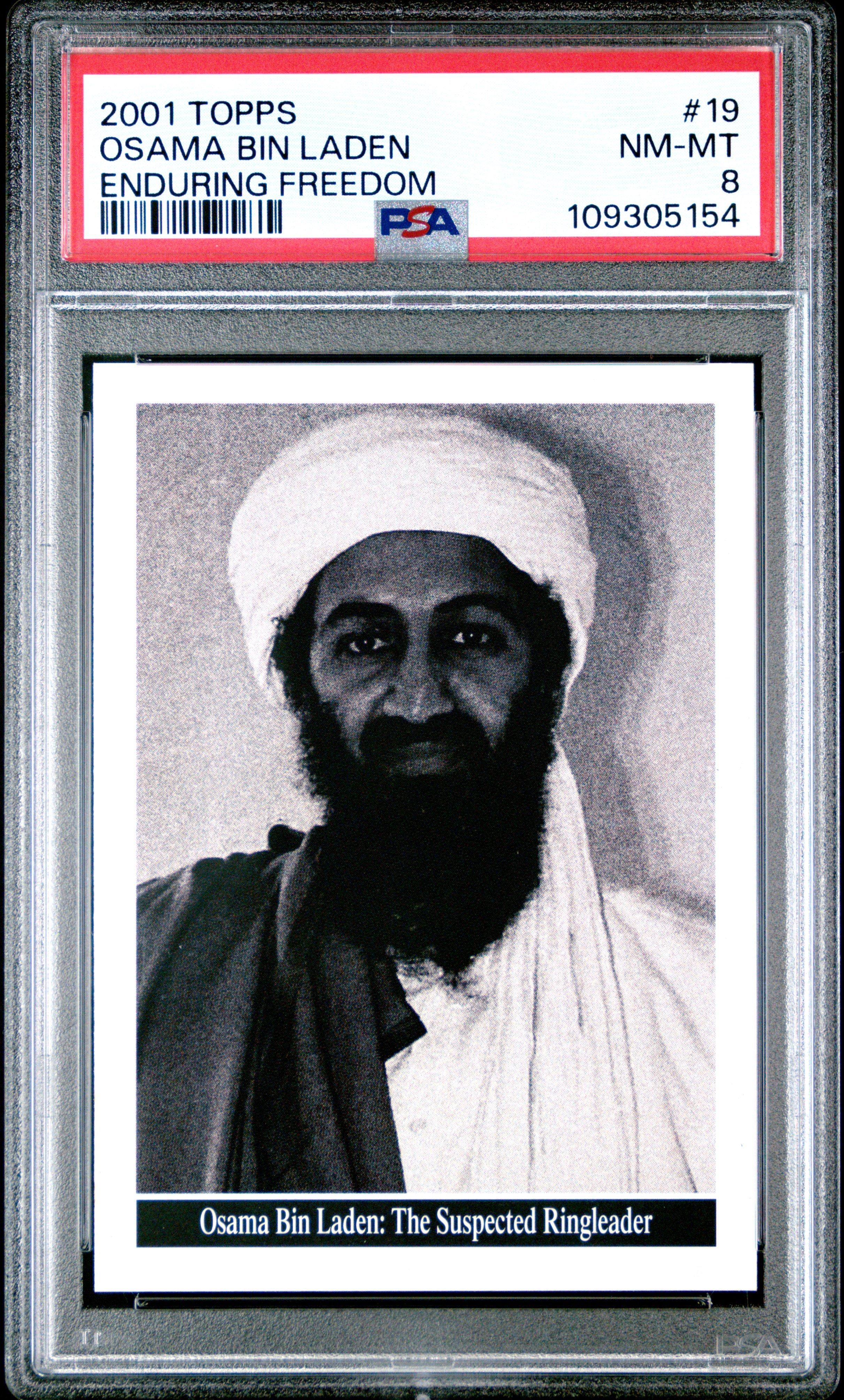 2001 Topps Enduring Freedom 19 Osama Bin Laden PSA 8
