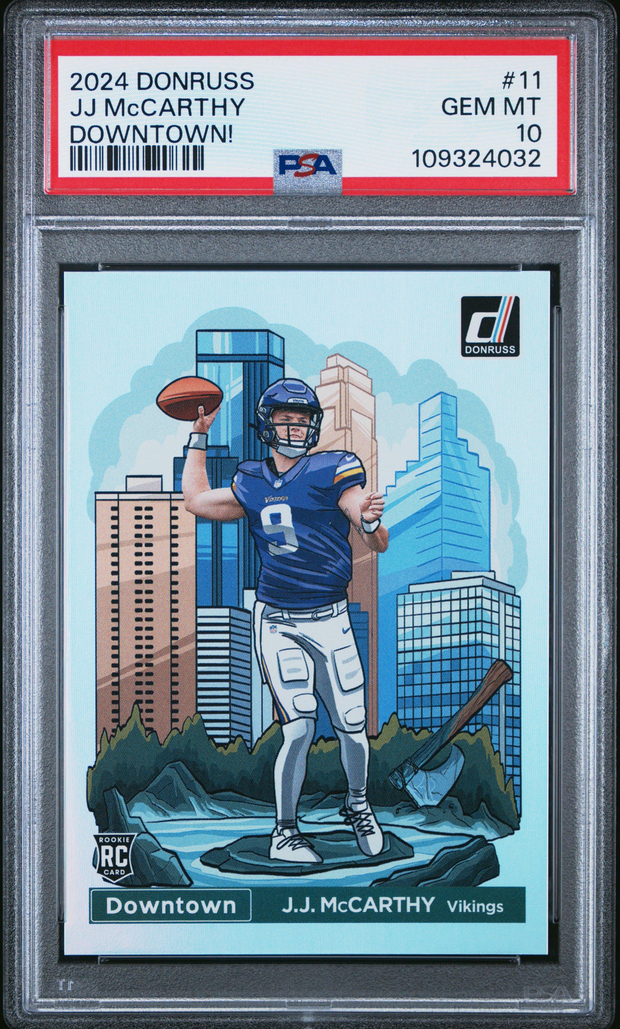 2024 Panini Donruss Downtown! 11 Jj Mccarthy PSA 10