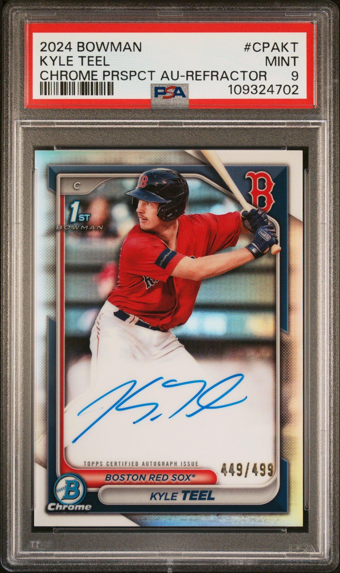 2024 Bowman Chrome Prospect Autographs Cpakt Kyle Teel Refractor PSA 9