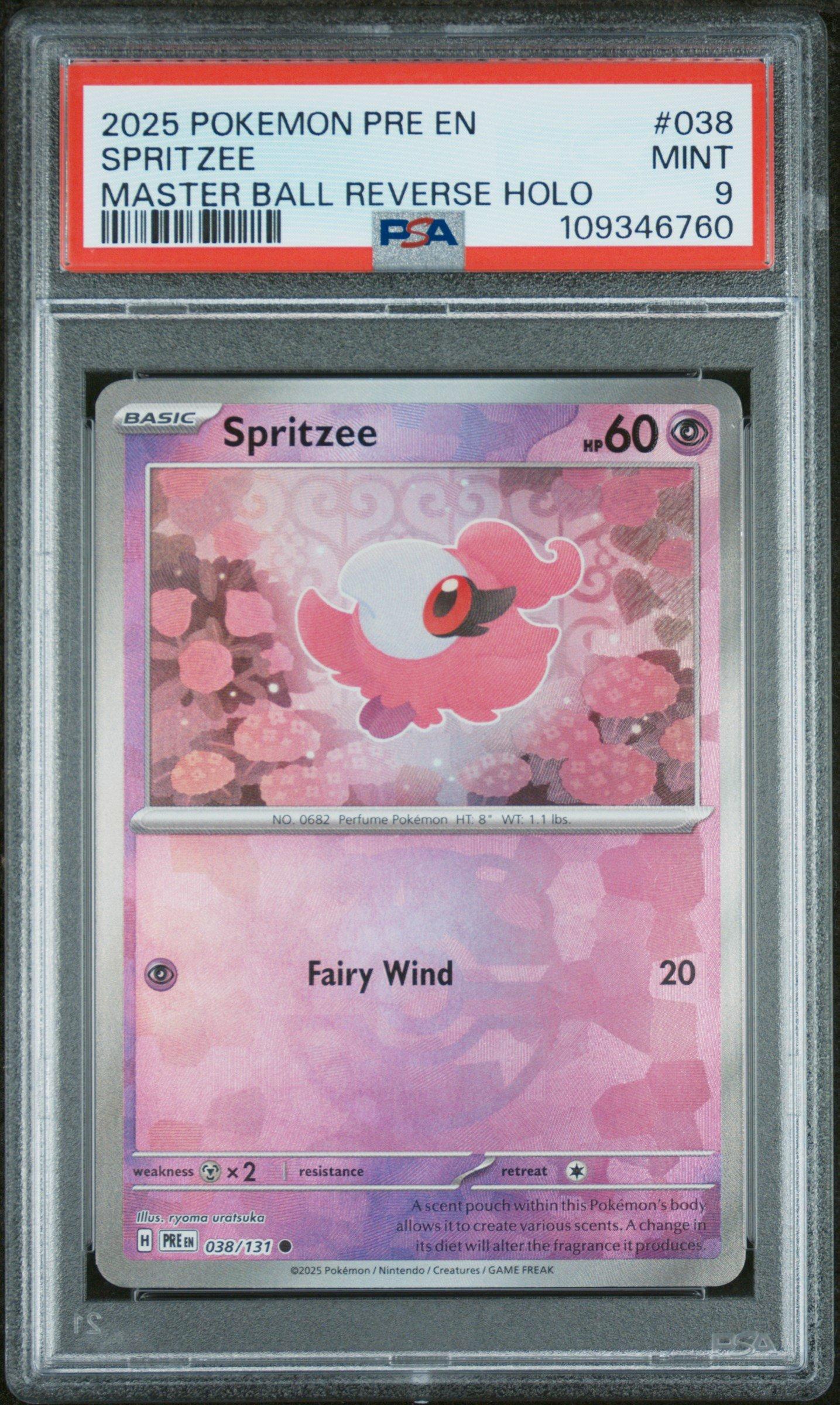 2025 Pokemon Pre En-prismatic Evolutions 038 Spritzee Master Ball