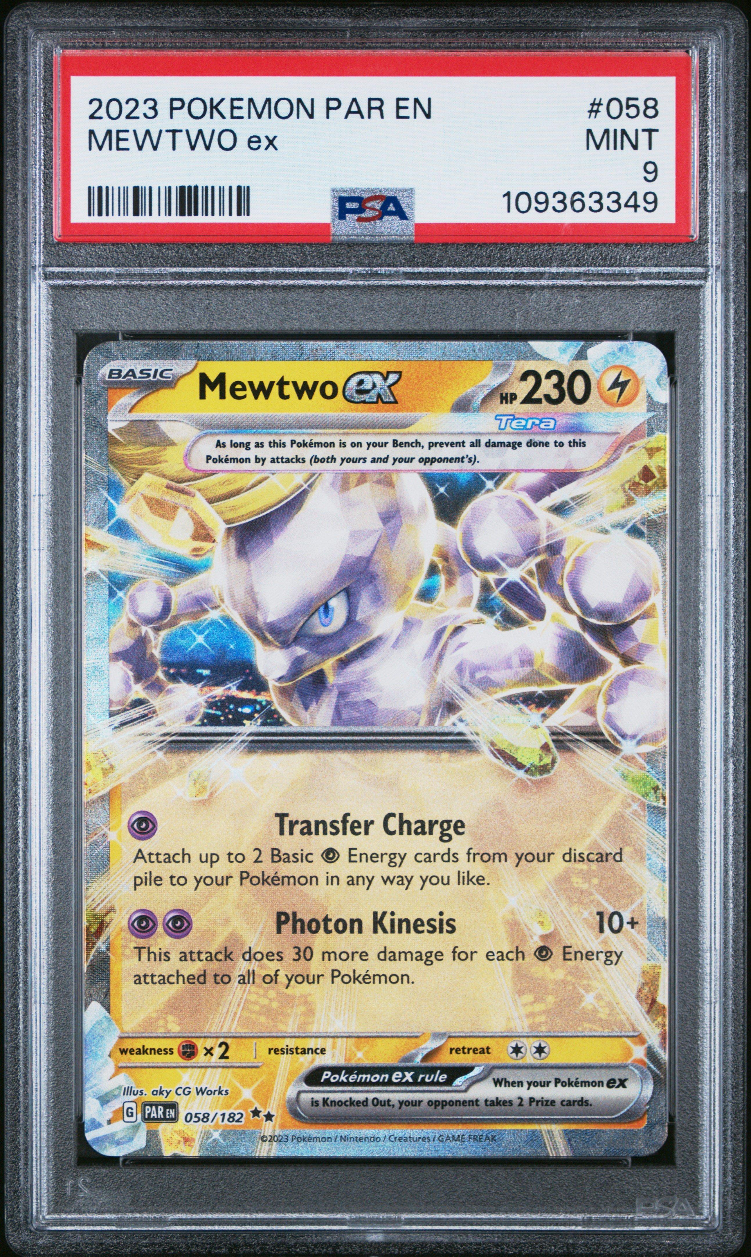 2023 Pokemon Par En-paradox Rift 058 Mewtwo Ex PSA 9 Graded Card