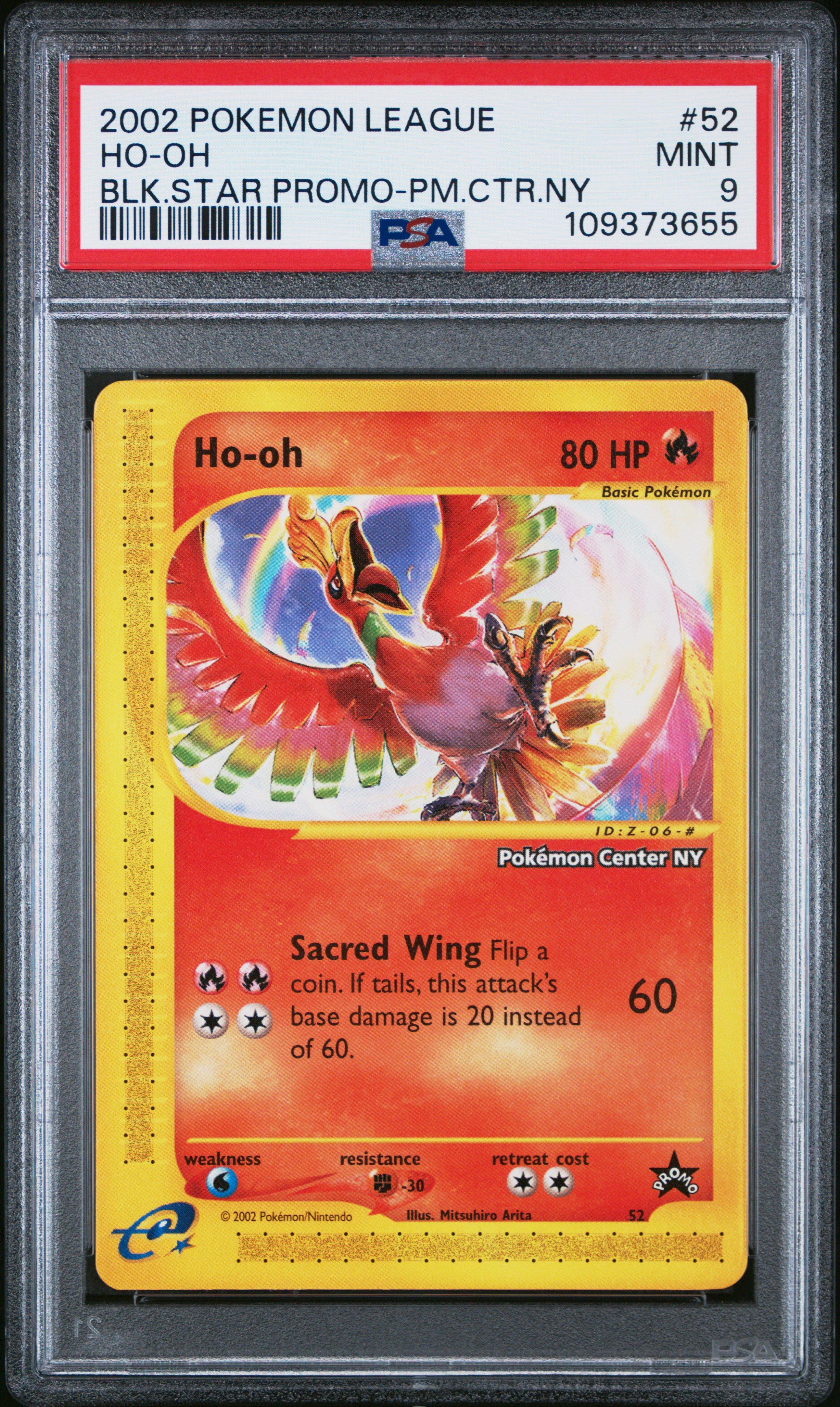 2002 Pokemon League Promo Black Star 52 Ho-oh Pokemon Center Ny