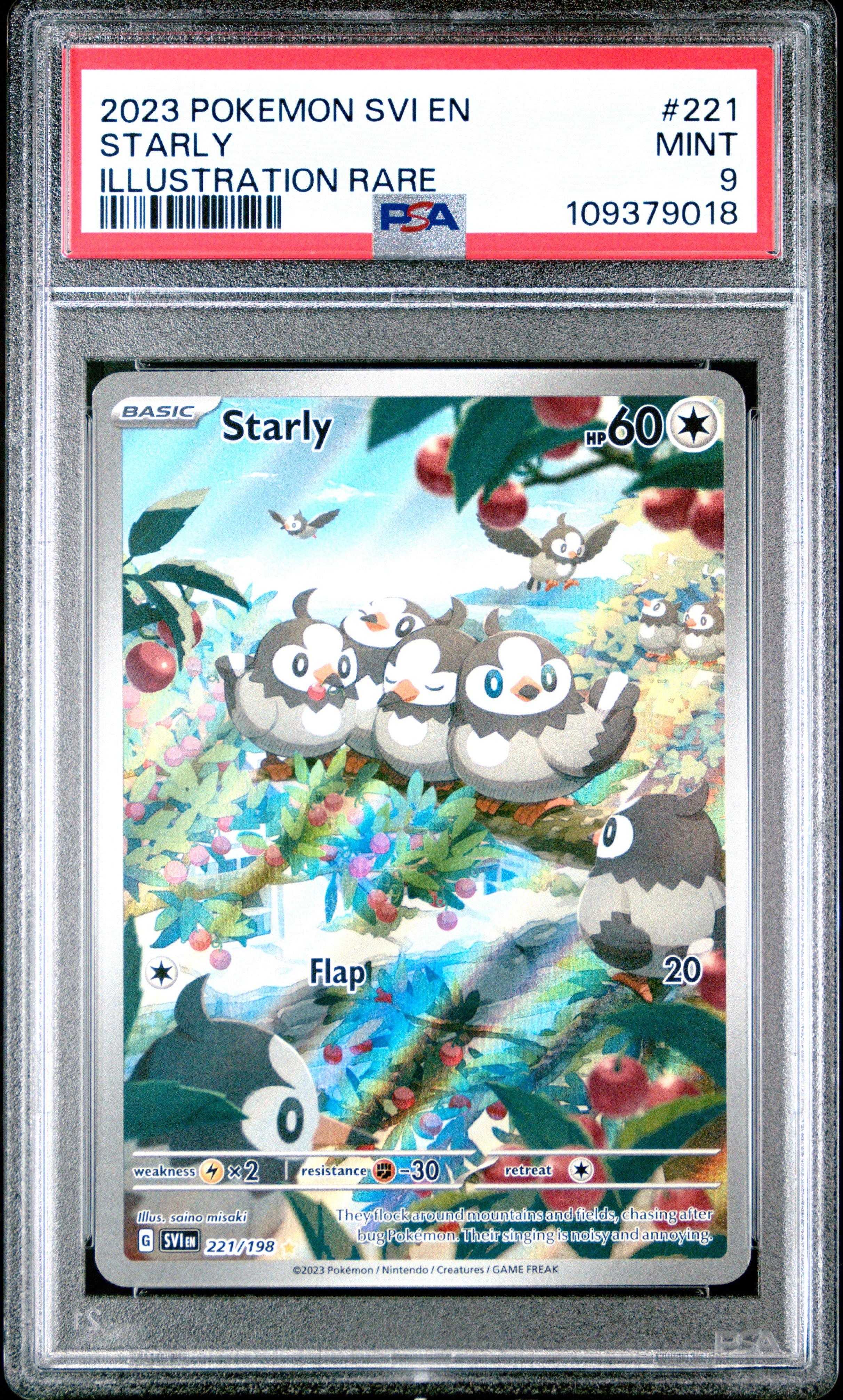 2023 Pokemon Svi En-scarlet & Violet 221 Starly Illustration Rare PSA 9