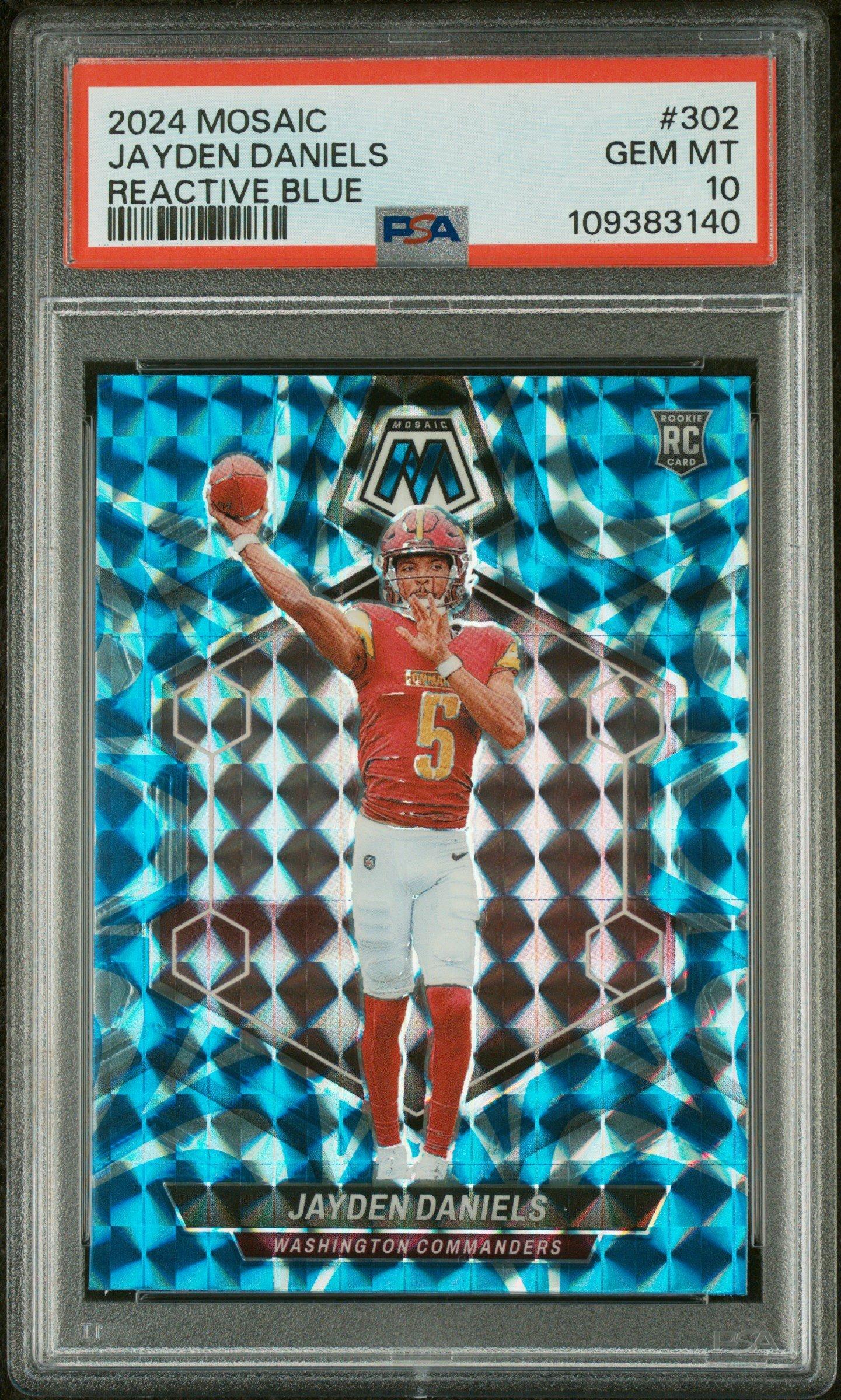 2024 Panini Mosaic 302 Jayden Daniels Reactive Blue PSA 10 Graded